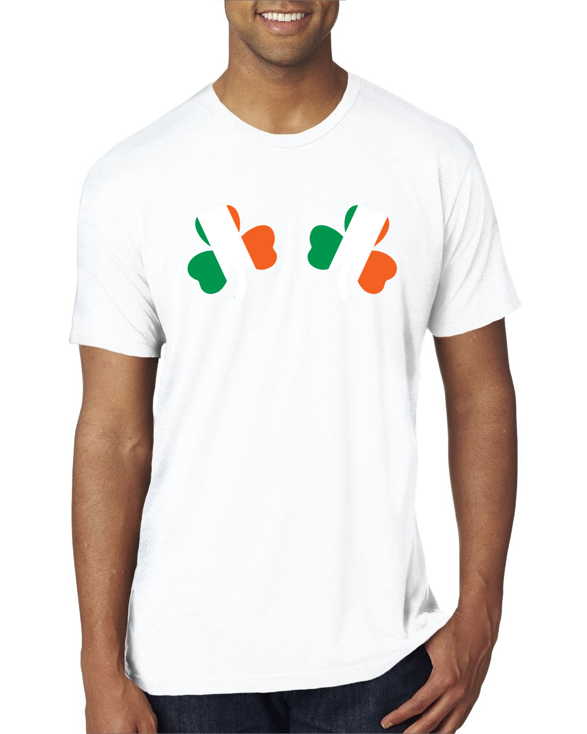 Irish Flag Shamrocks Breasts St. Patricks Day Men Premium Tri Blend T-Shirt - Picture 17 of 17