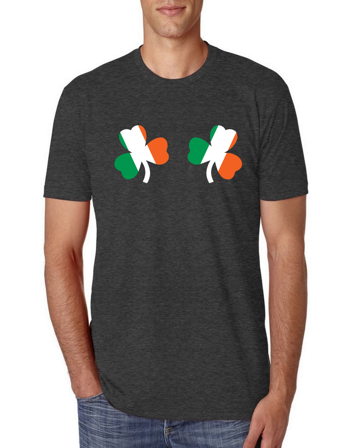 Irish Flag Shamrocks Breasts St. Patricks Day Men Premium Tri Blend T-Shirt - Picture 7 of 17