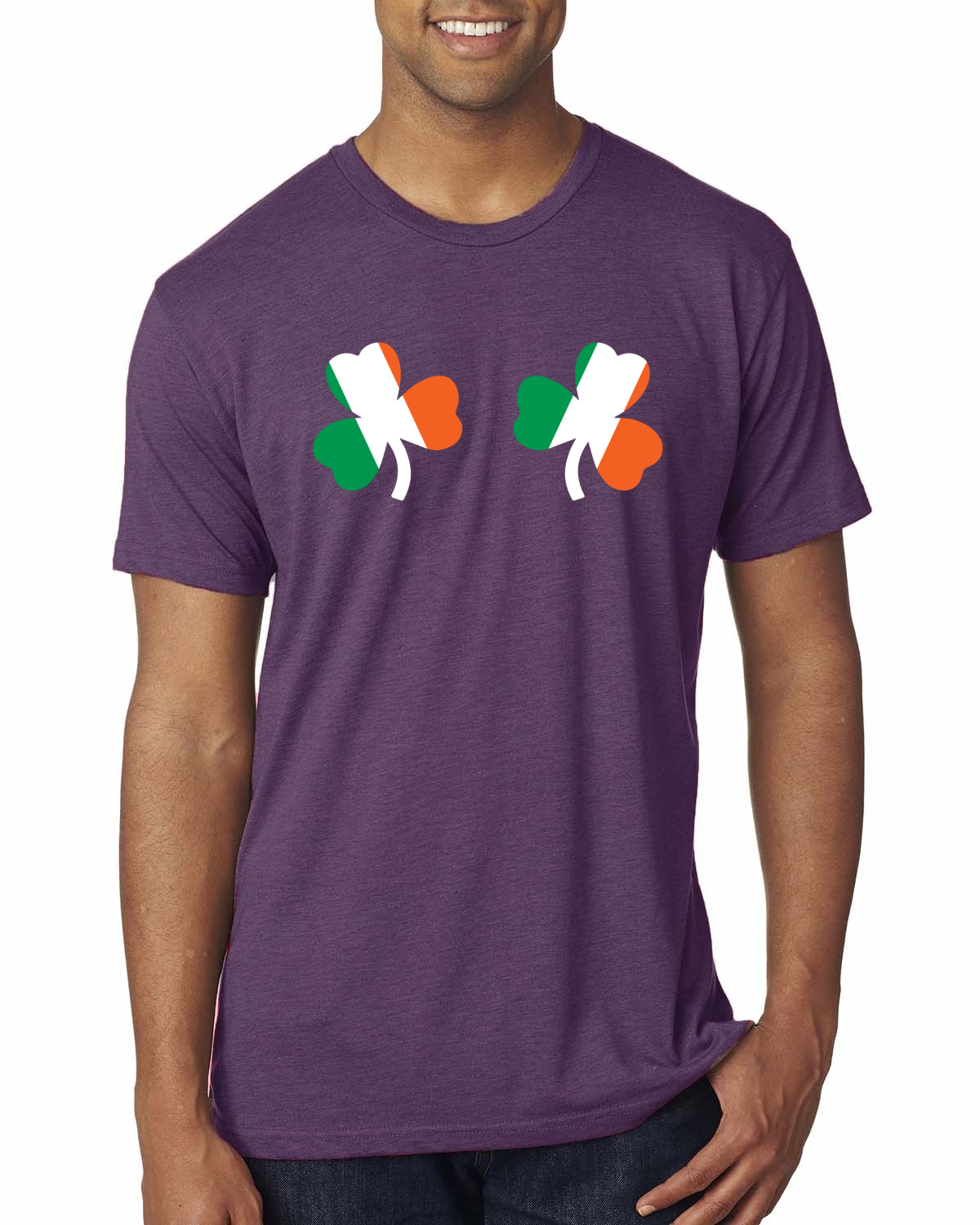 Irish Flag Shamrocks Breasts St. Patricks Day Men Premium Tri Blend T-Shirt - Picture 9 of 17