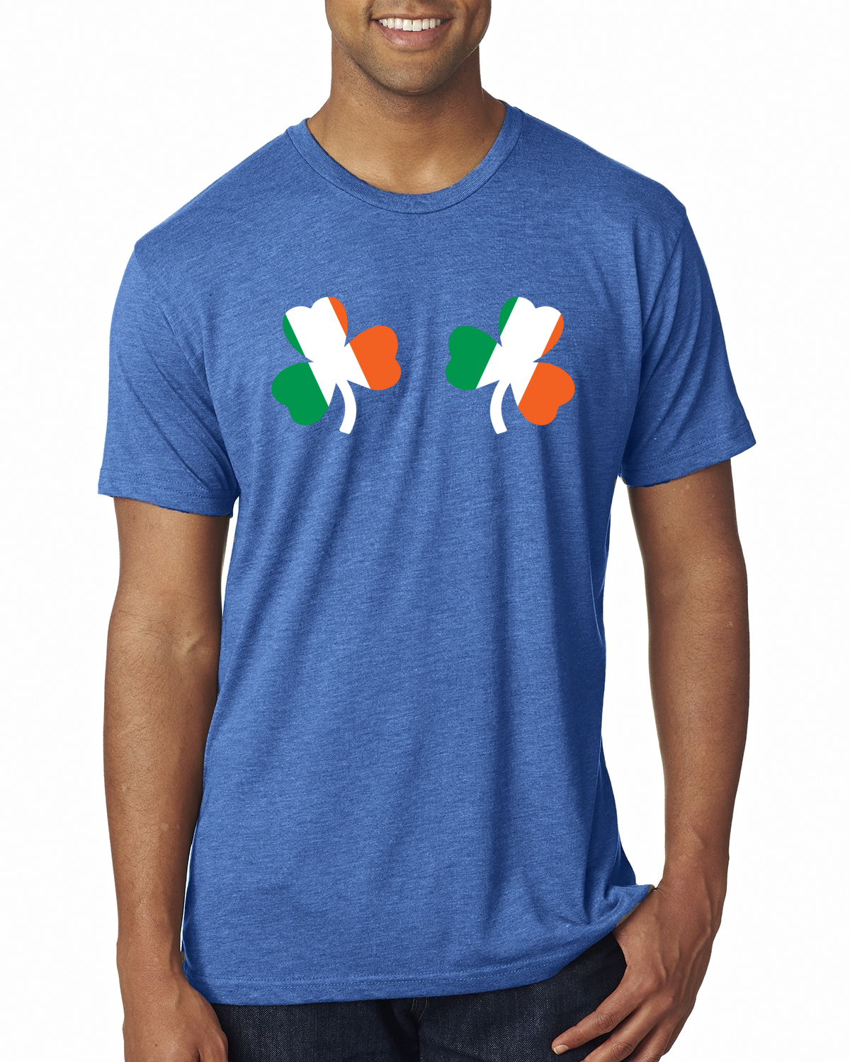 Irish Flag Shamrocks Breasts St. Patricks Day Men Premium Tri Blend T-Shirt - Picture 11 of 17