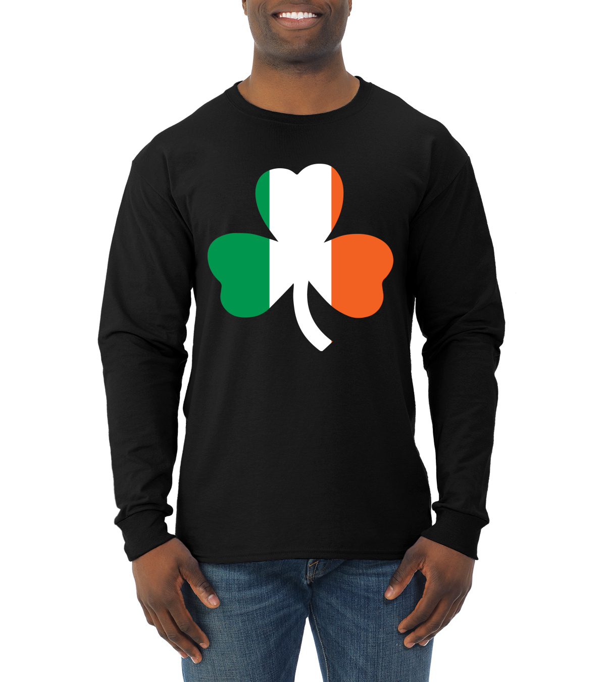Irish Flag Shamrocks St. Patricks Day Men Long Sleeve Shirt - Picture 3 of 17