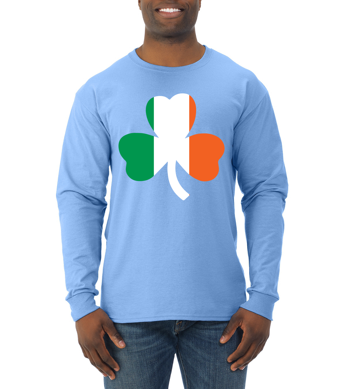 Irish Flag Shamrocks St. Patricks Day Men Long Sleeve Shirt - Picture 17 of 17