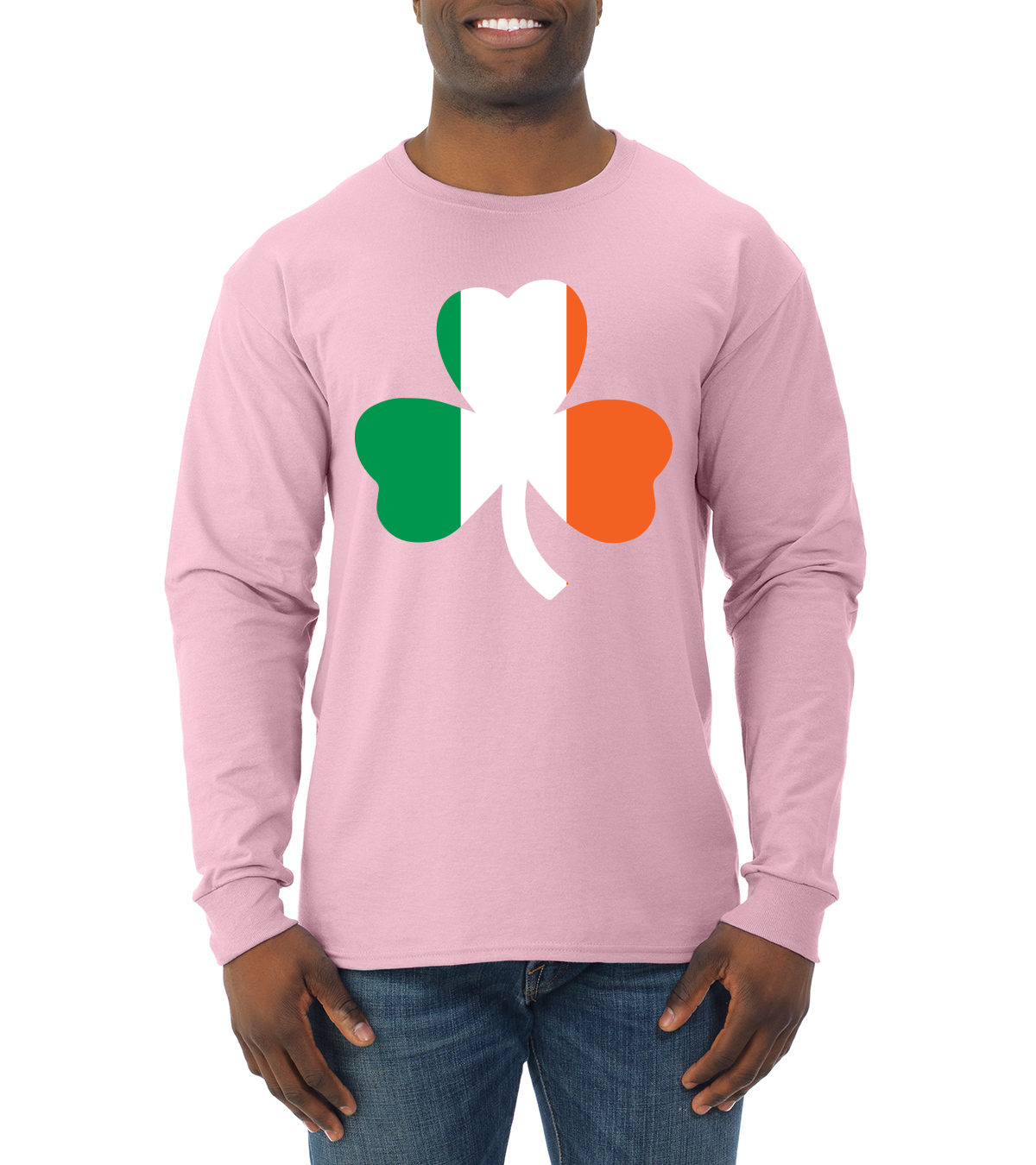 Irish Flag Shamrocks St. Patricks Day Men Long Sleeve Shirt - Picture 9 of 17