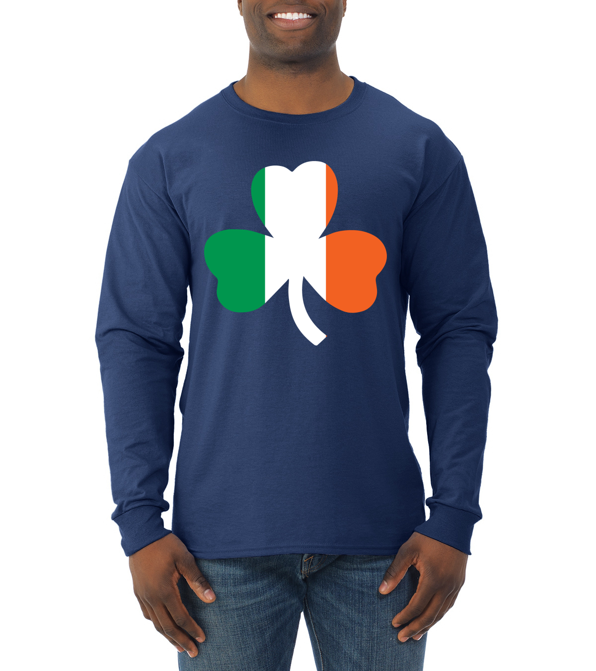 Irish Flag Shamrocks St. Patricks Day Men Long Sleeve Shirt - Picture 11 of 17