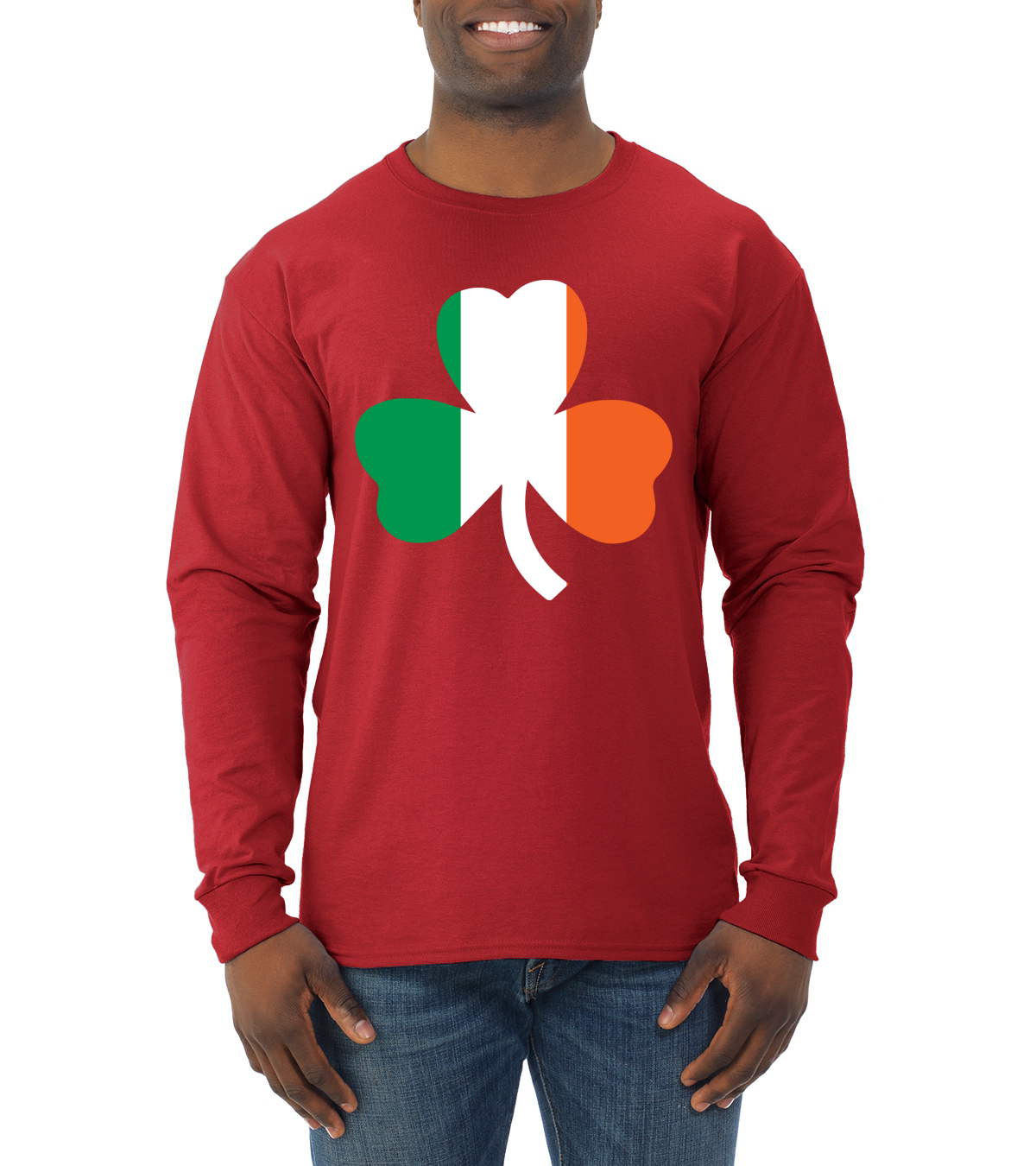 Irish Flag Shamrocks St. Patricks Day Men Long Sleeve Shirt - Picture 12 of 17