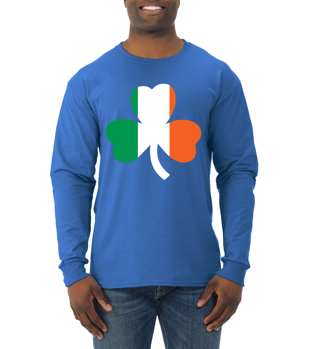 Irish Flag Shamrocks St. Patricks Day Men Long Sleeve Shirt - Picture 13 of 17