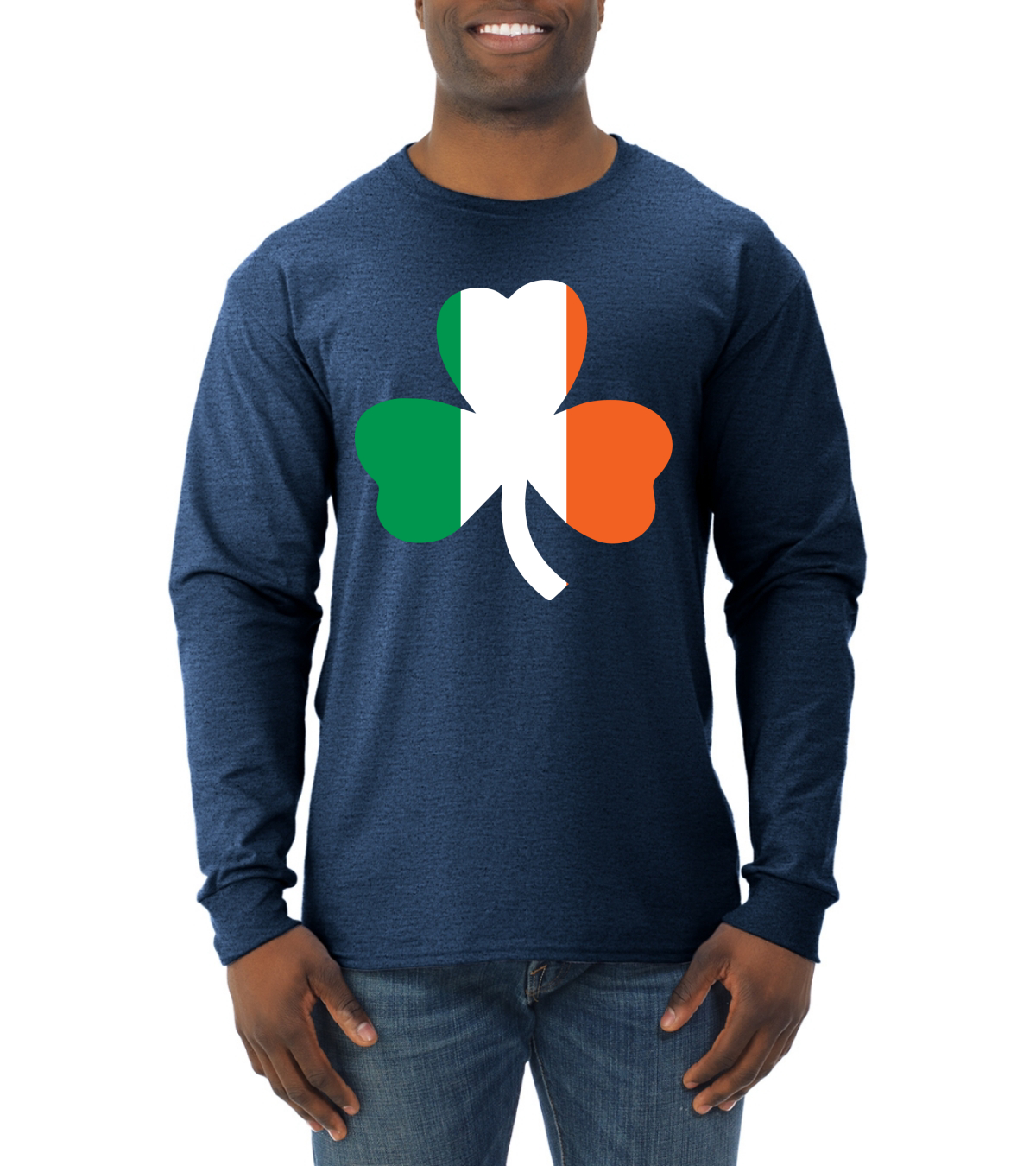 Irish Flag Shamrocks St. Patricks Day Men Long Sleeve Shirt - Picture 14 of 17