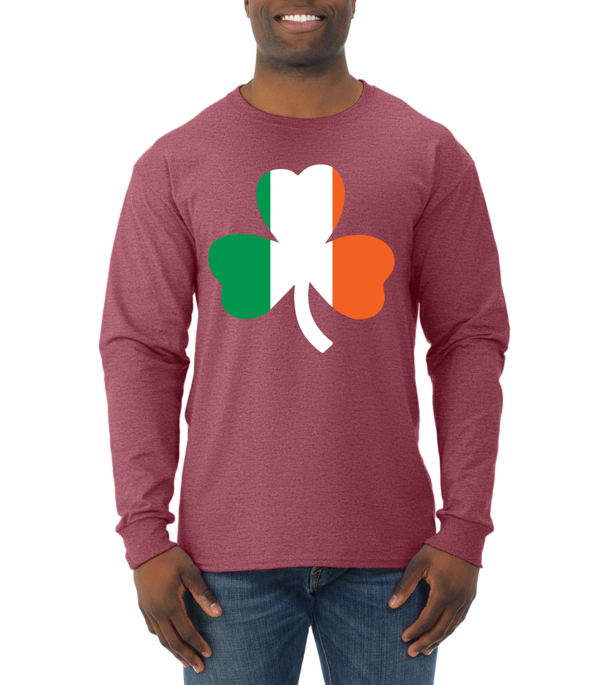 Irish Flag Shamrocks St. Patricks Day Men Long Sleeve Shirt - Picture 15 of 17