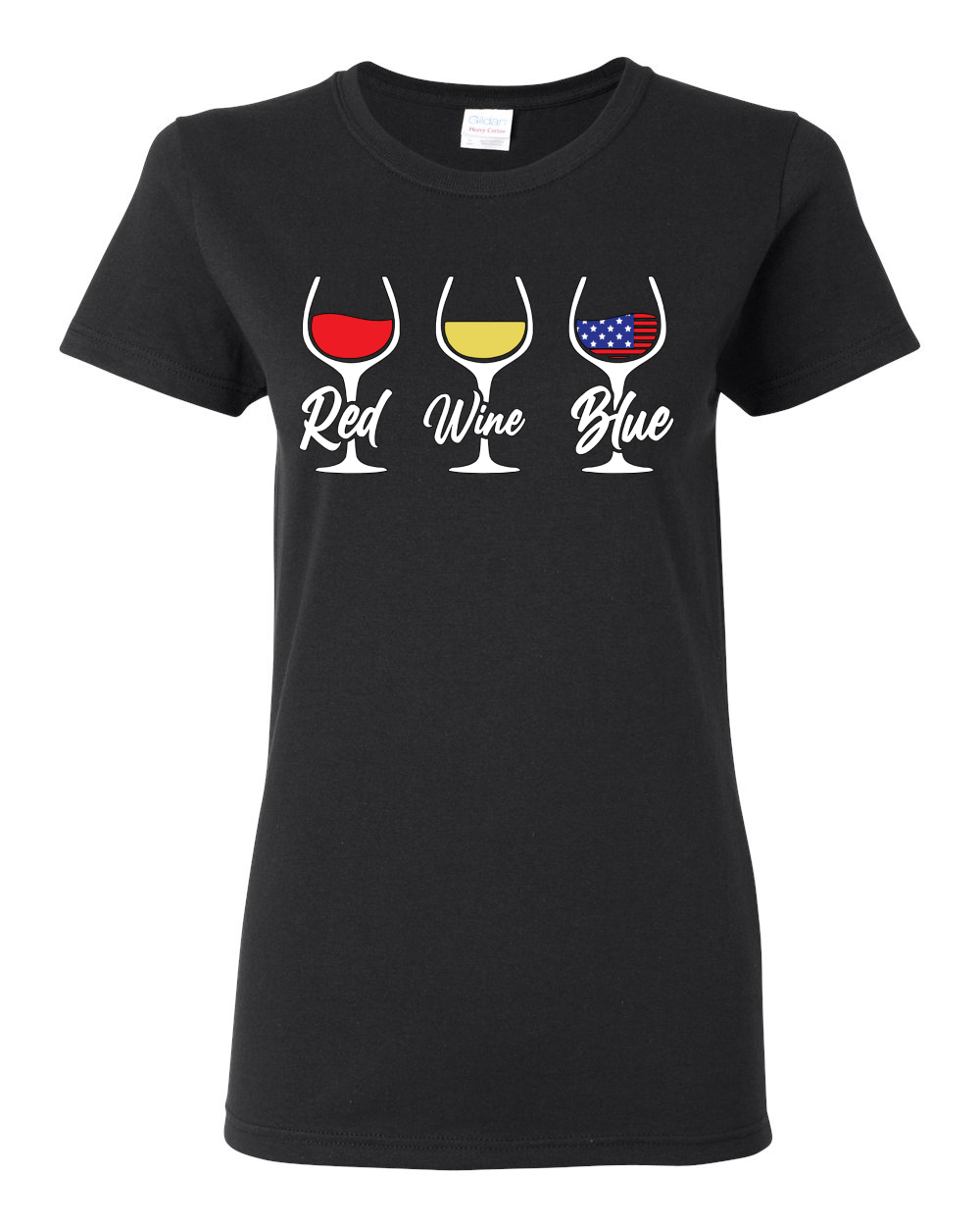 American Flag Red Wine Blue American Pride Womens Graphic T-Shirt