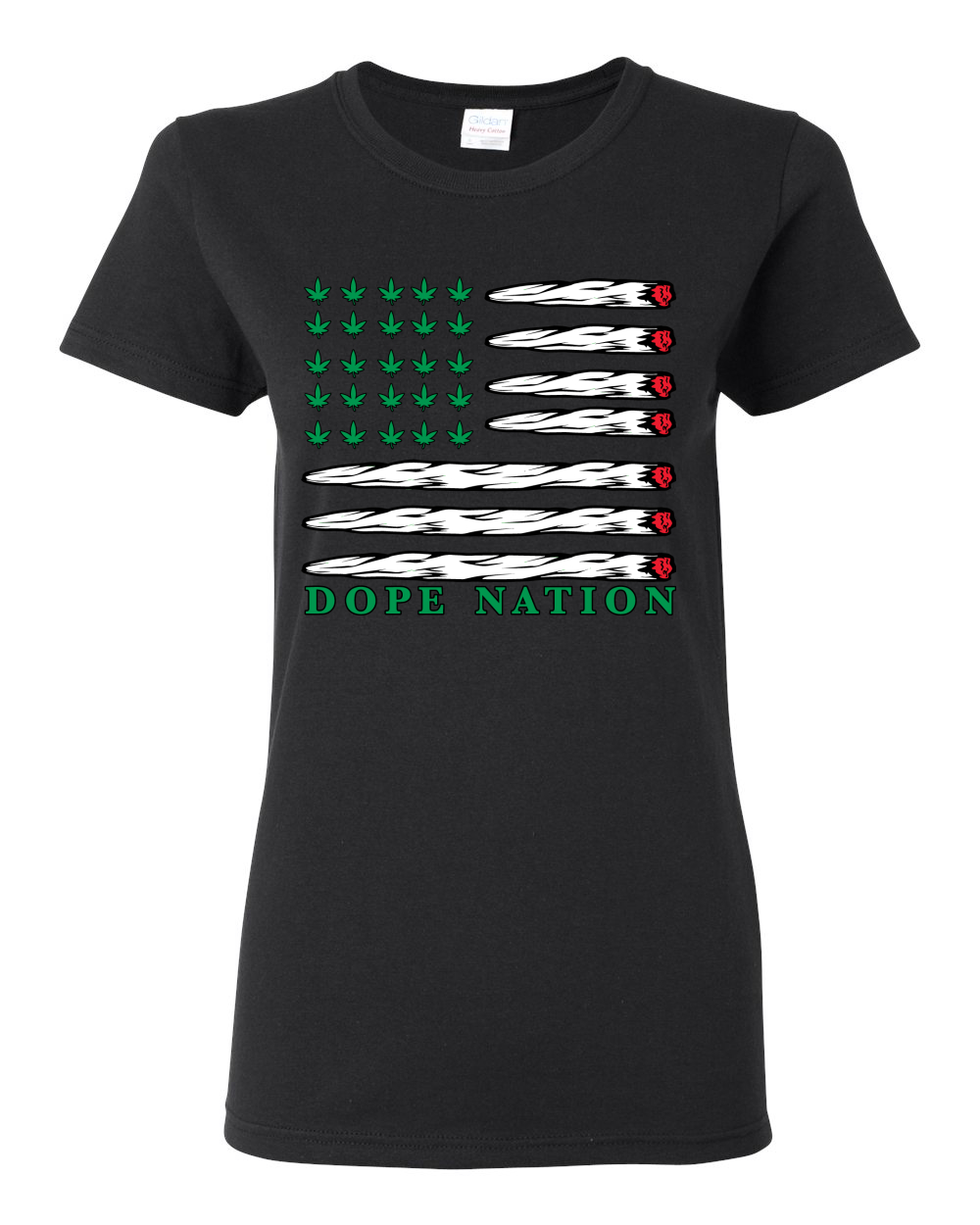 Grafik-T-Shirt Dope Nation Flagge Weed Mary Jane rauchendes Unkraut Frauen - Bild 3 von 7