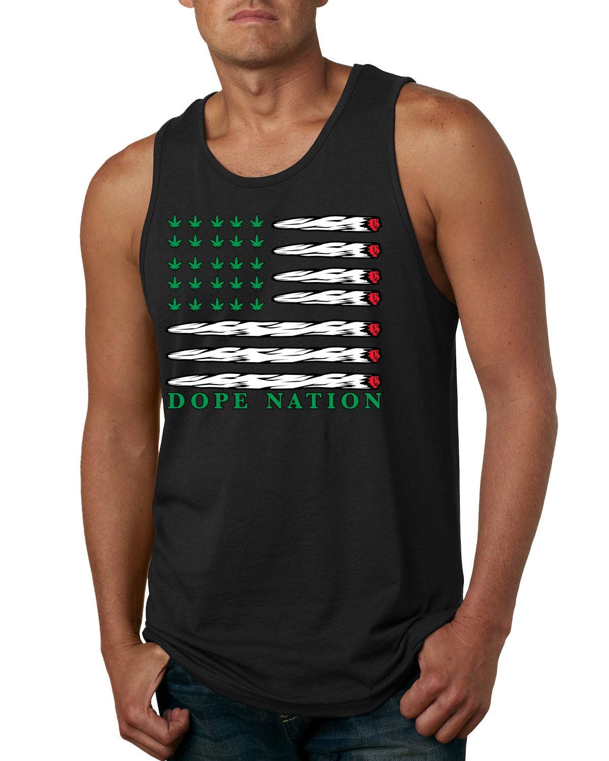 Camiseta sin mangas Dope Nation Flag Weed Mary Jane para fumar marihuana para hombre - Imagen 3 de 5