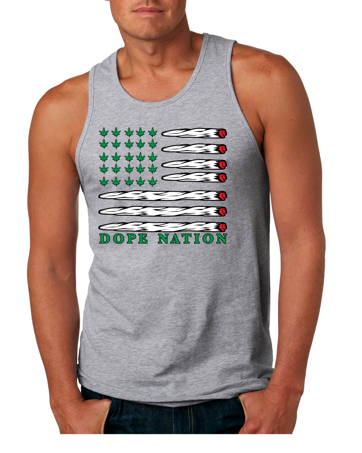 Camiseta sin mangas Dope Nation Flag Weed Mary Jane para fumar marihuana para hombre - Imagen 4 de 5