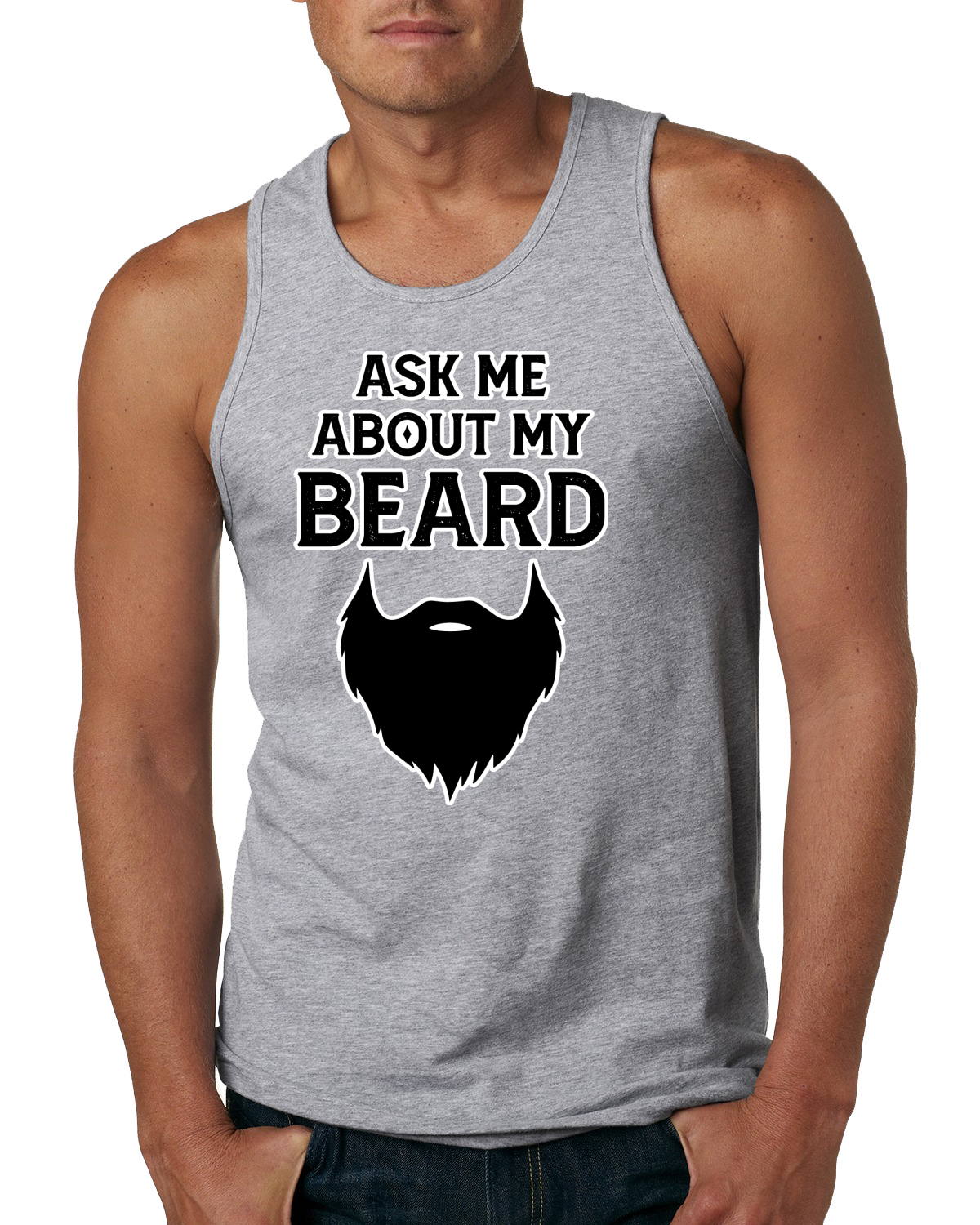 Camiseta sin mangas Ask Me About My Beard para hombre - Imagen 4 de 7