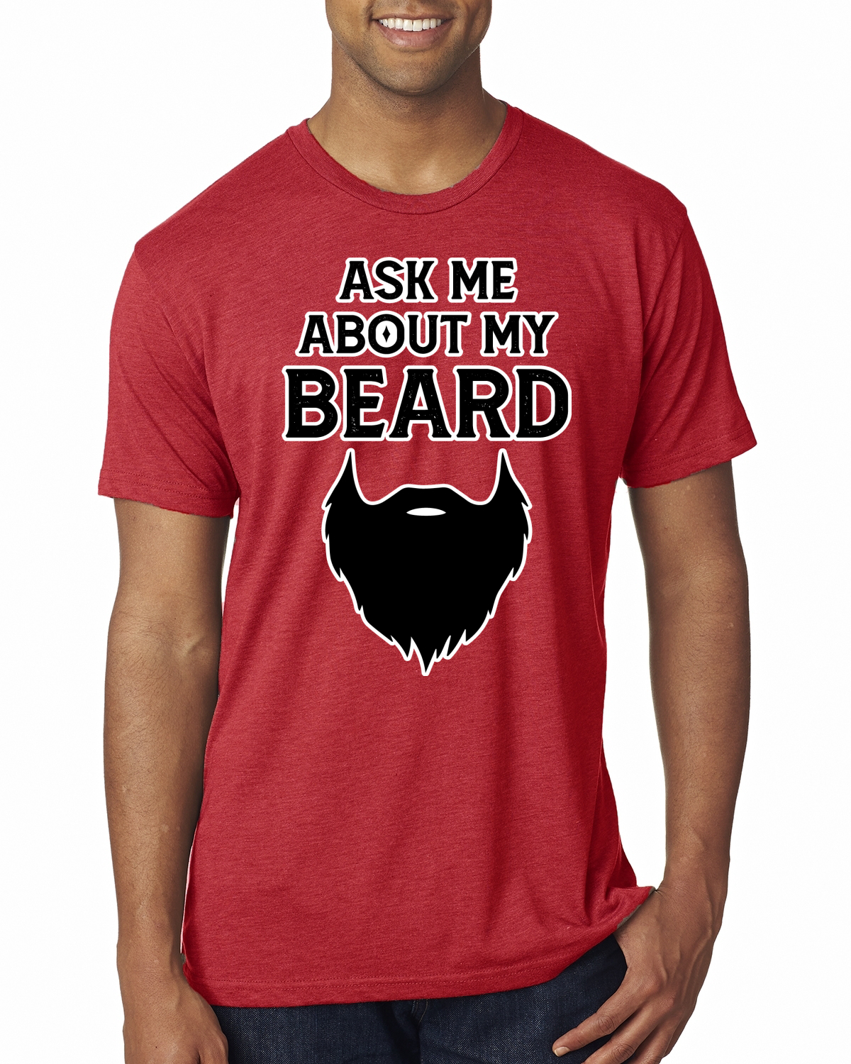 Camiseta Ask Me About My Beard Hombre Hombre Premium Tri Blend - Imagen 7 de 11