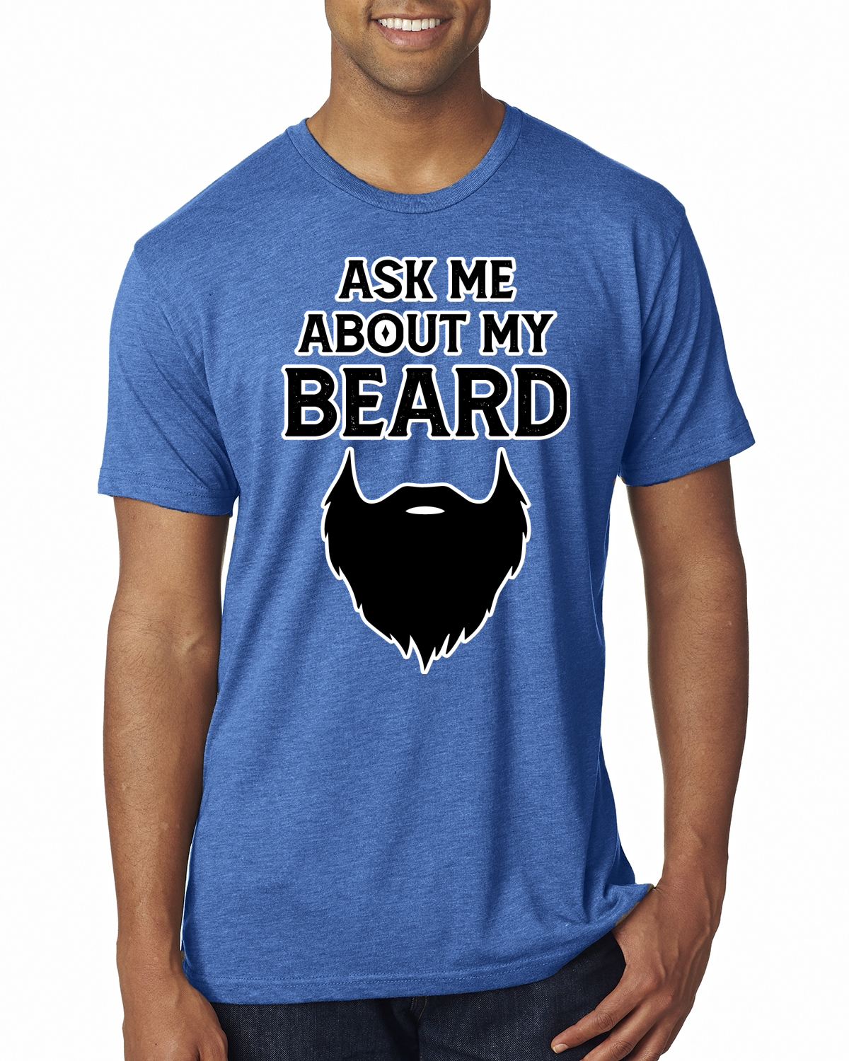 Camiseta Ask Me About My Beard Hombre Hombre Premium Tri Blend - Imagen 8 de 11