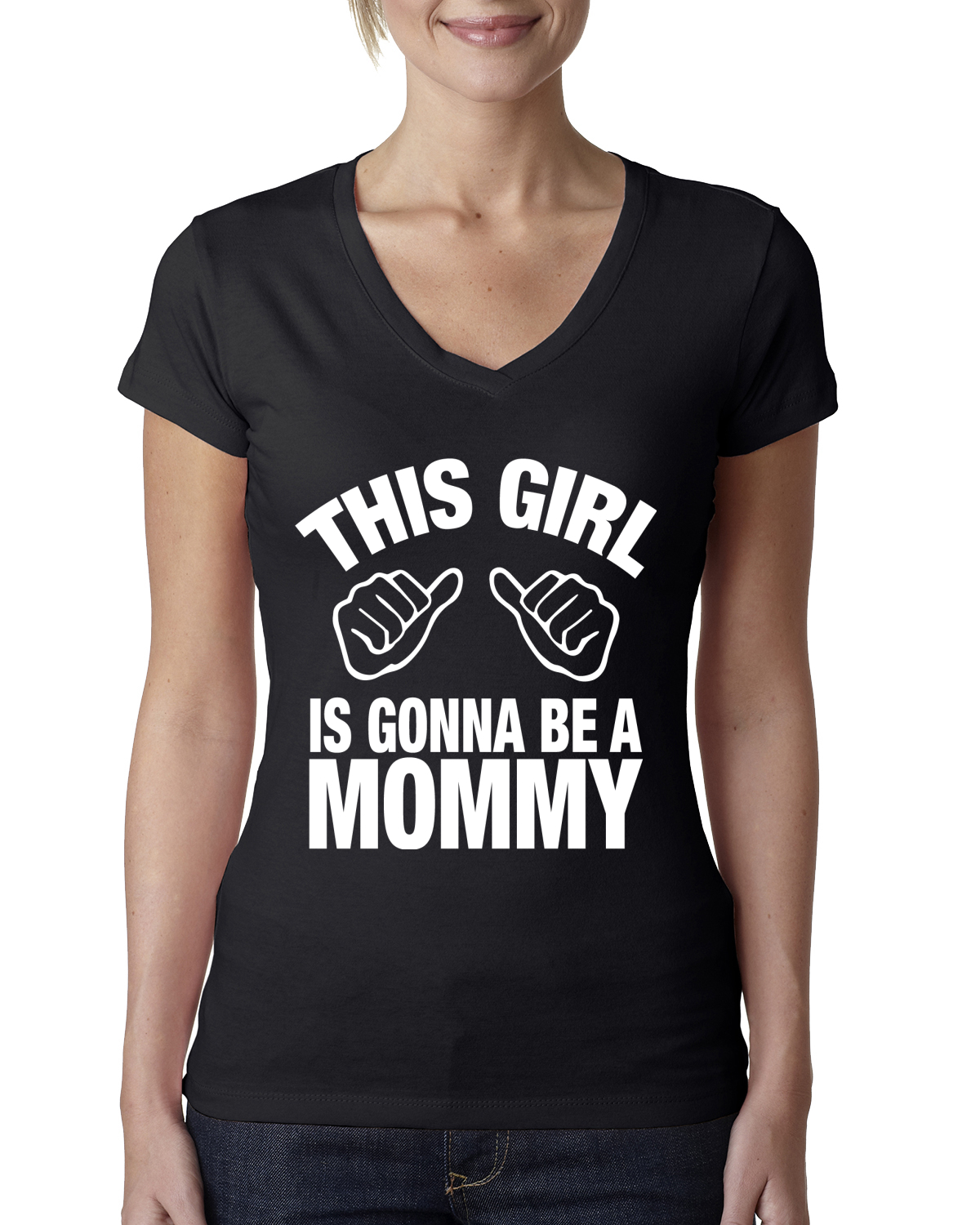 This Girl is Gonna Be A Mommy Schwangerschaft Frauen Junior T-Shirt mit V-Ausschnitt - Bild 3 von 10