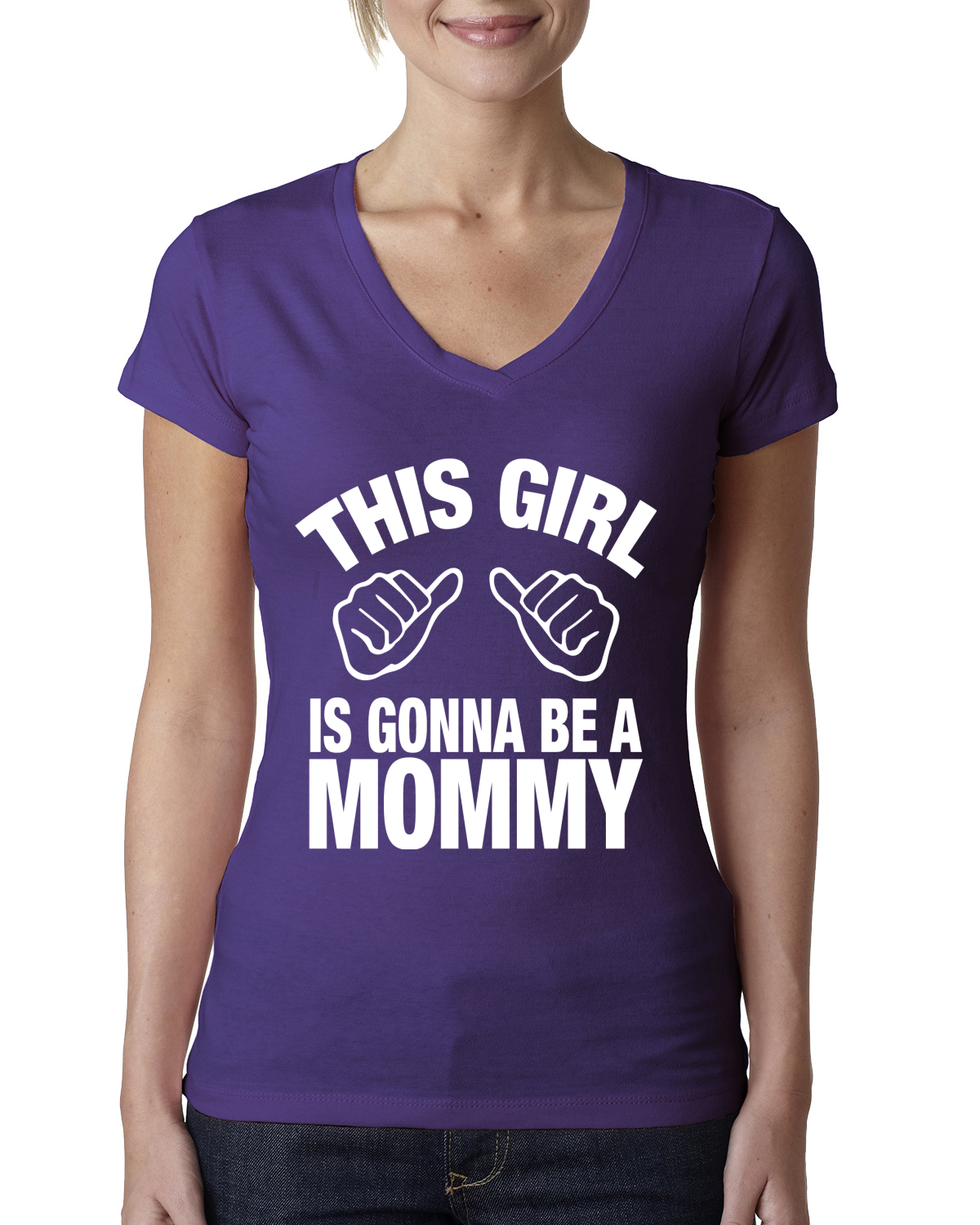 This Girl is Gonna Be A Mommy Schwangerschaft Frauen Junior T-Shirt mit V-Ausschnitt - Bild 9 von 10