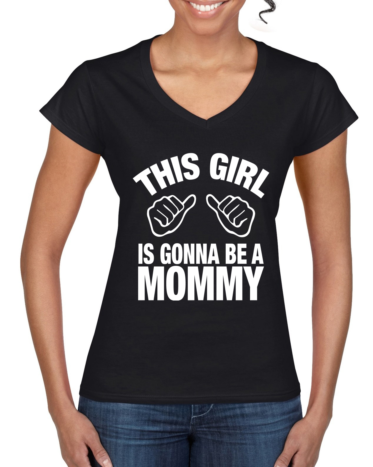 This Girl is Gonna Be A Mommy Schwangerschaft Damen Standard-T-Shirt mit V-Ausschnitt - Bild 3 von 6
