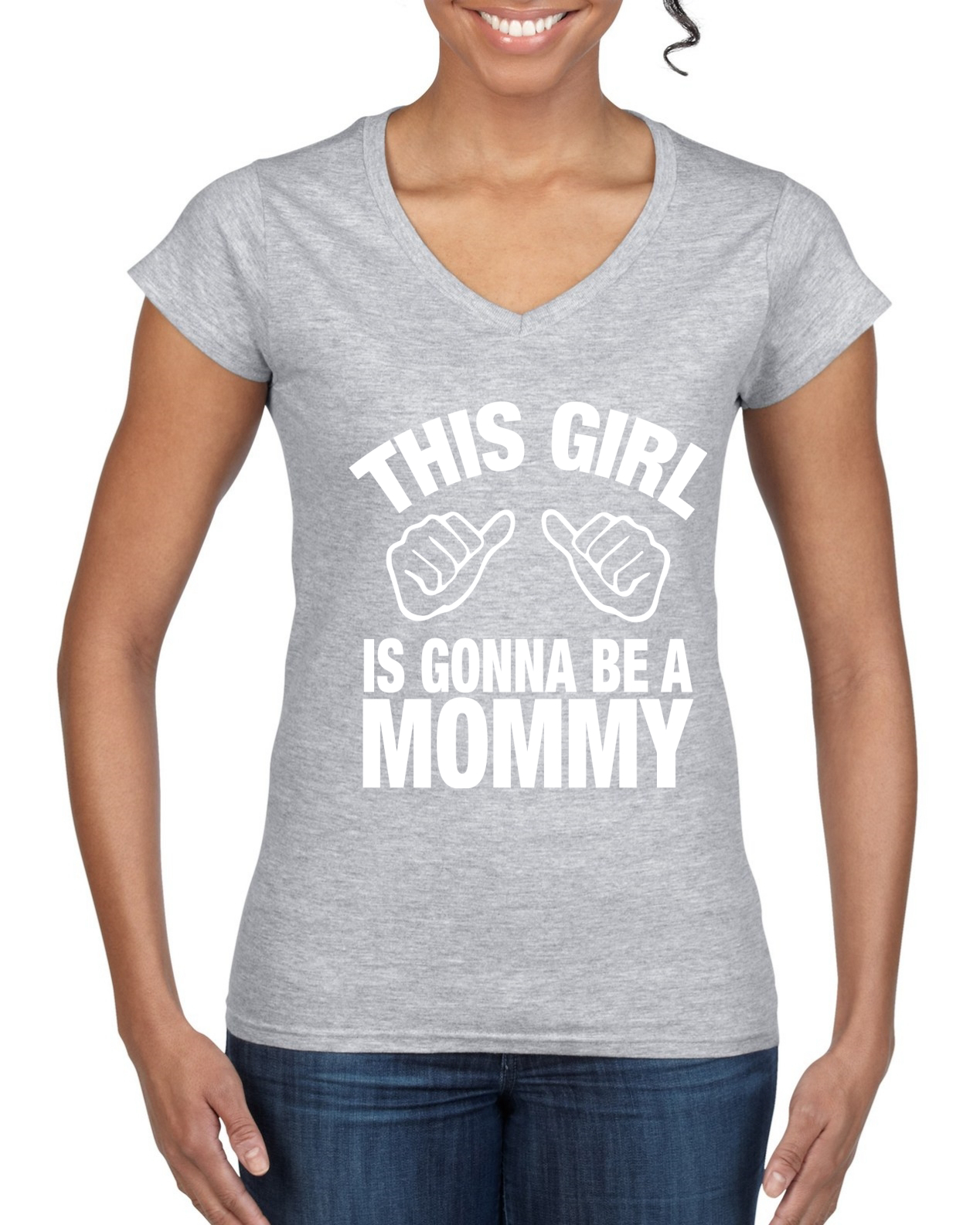 This Girl is Gonna Be A Mommy Schwangerschaft Damen Standard-T-Shirt mit V-Ausschnitt - Bild 4 von 6