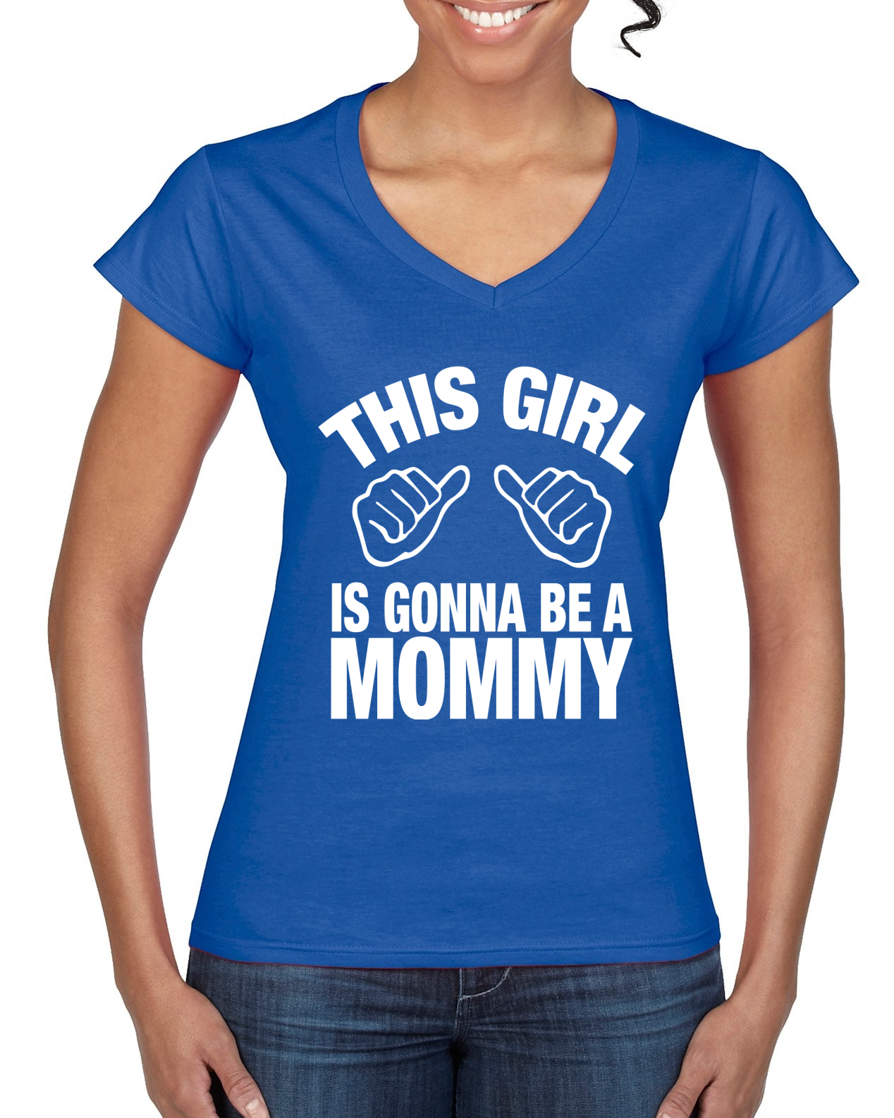 This Girl is Gonna Be A Mommy Schwangerschaft Damen Standard-T-Shirt mit V-Ausschnitt - Bild 6 von 6