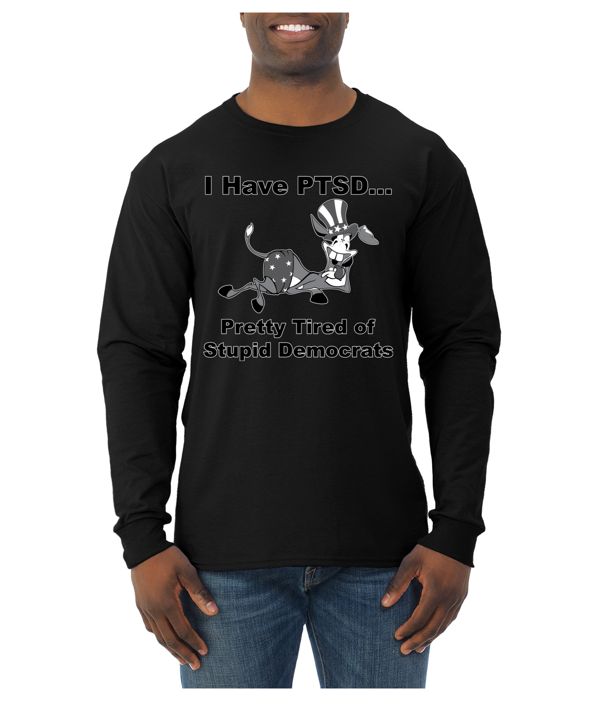 I Have PTSD Democratic Donkey Political Men Long Sleeve Shirt - Picture 3 of 14