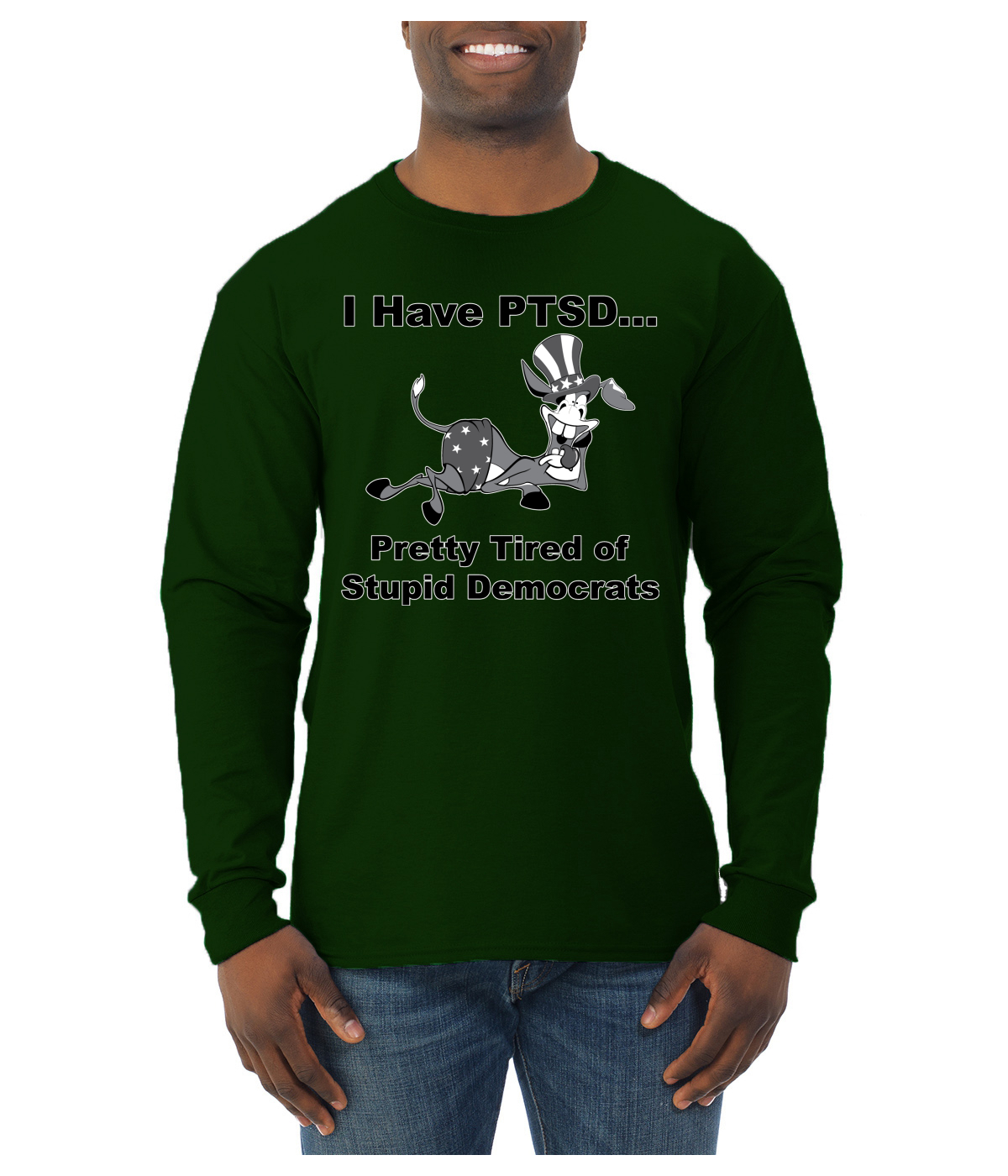 I Have PTSD Democratic Donkey Political Men Long Sleeve Shirt - Picture 4 of 14