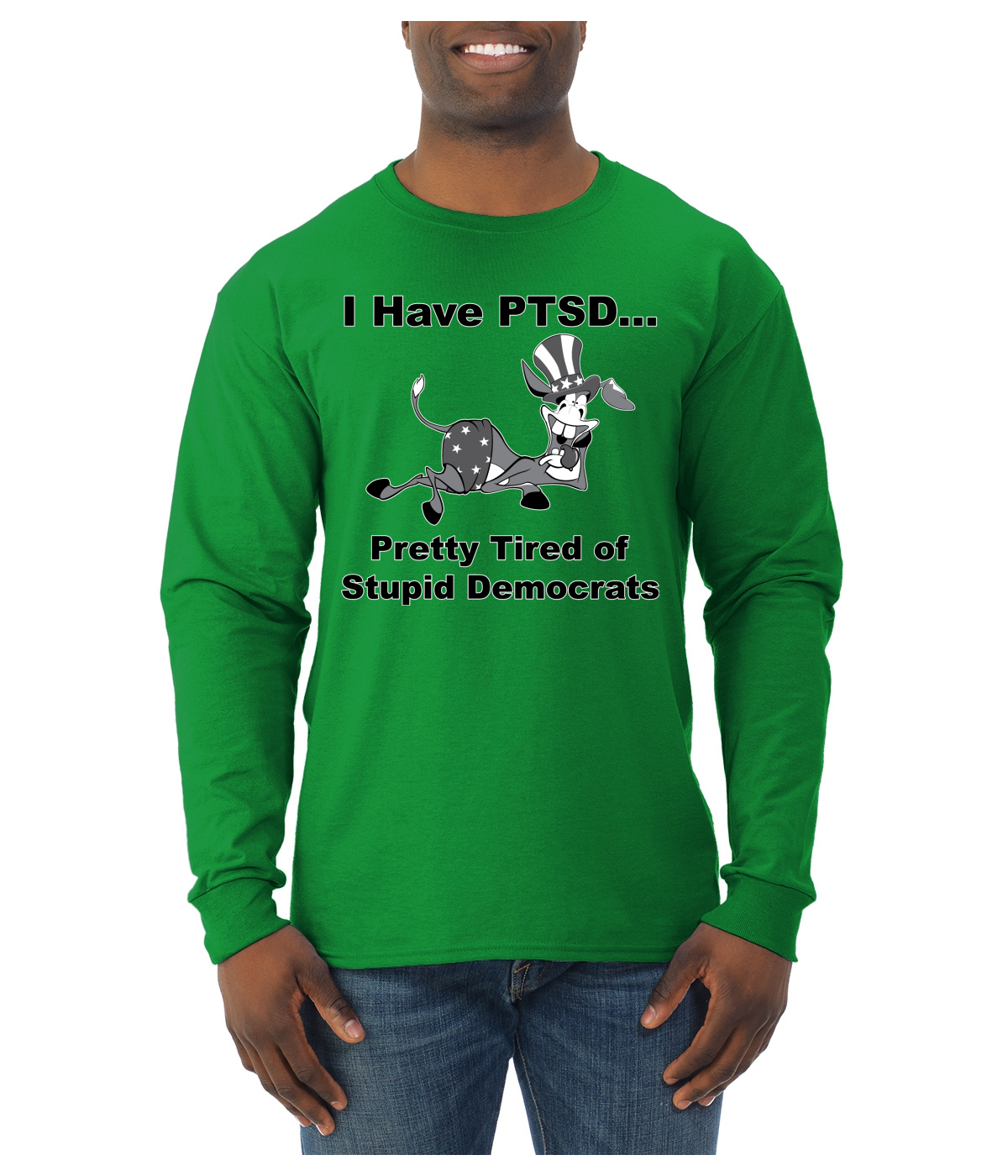 I Have PTSD Democratic Donkey Political Men Long Sleeve Shirt - Picture 6 of 14
