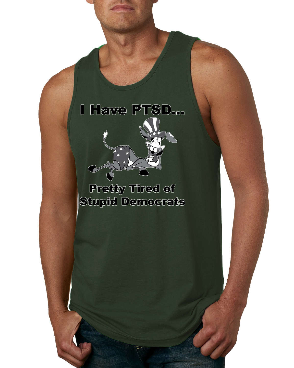 I Have PTSD Democratic Donkey Political Men Tank Top - Picture 4 of 9