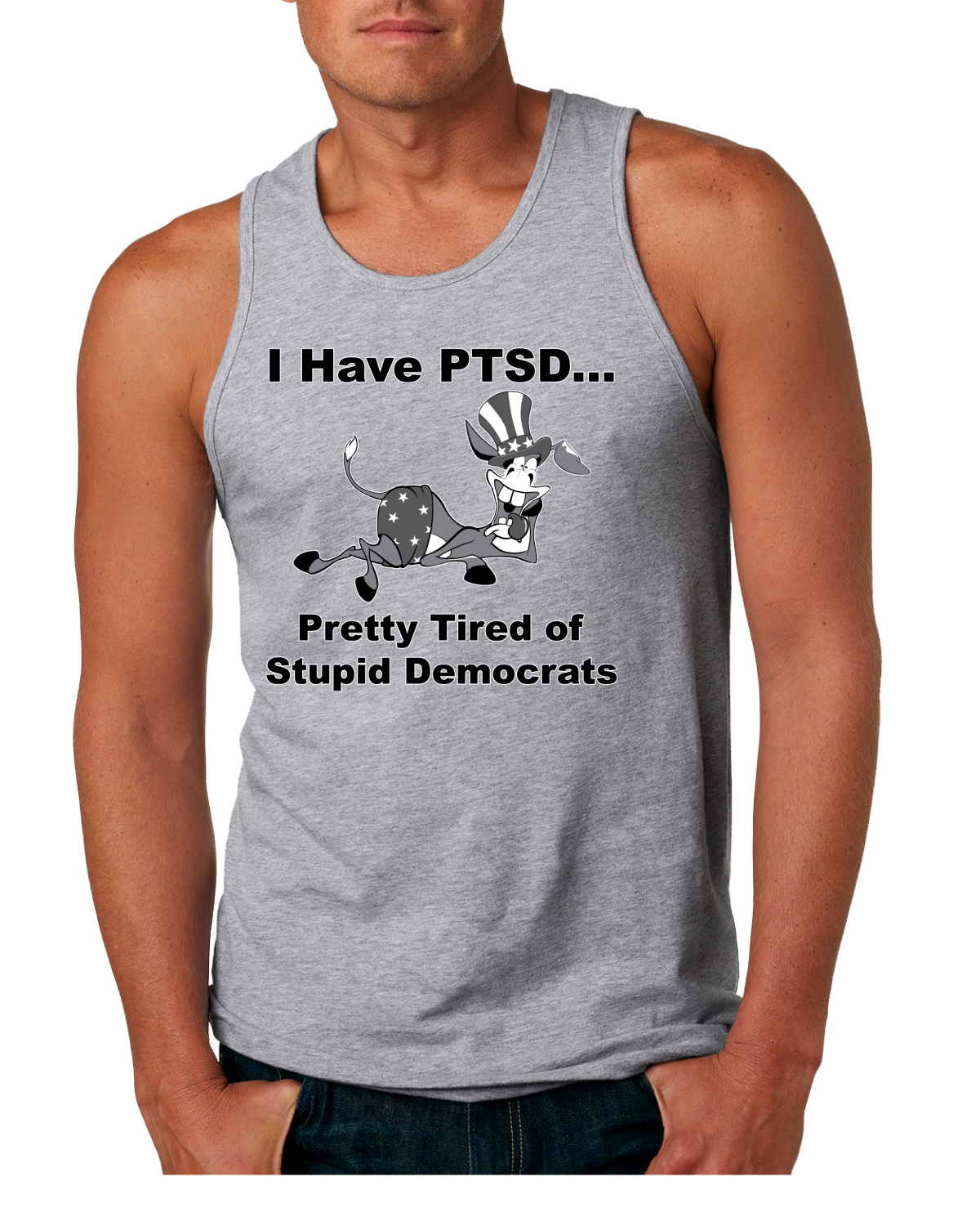 I Have PTSD Democratic Donkey Political Men Tank Top - Picture 5 of 9