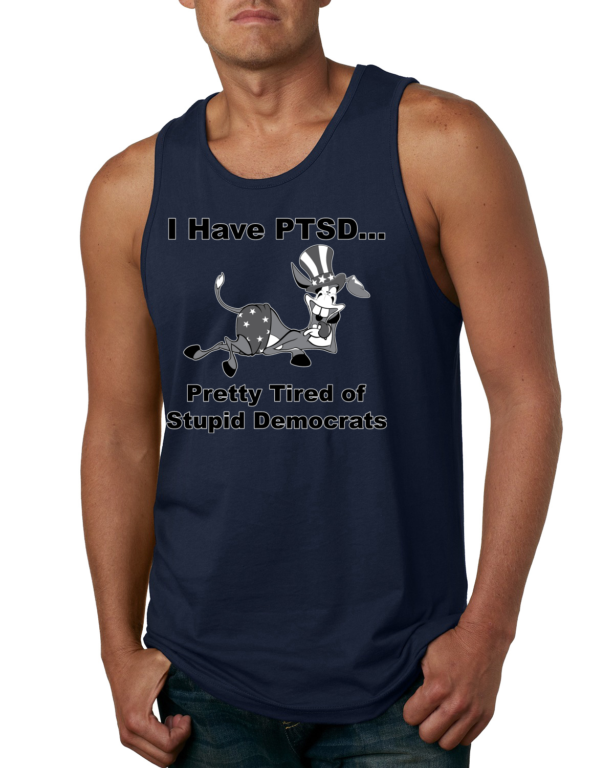 I Have PTSD Democratic Donkey Political Men Tank Top - Picture 6 of 9