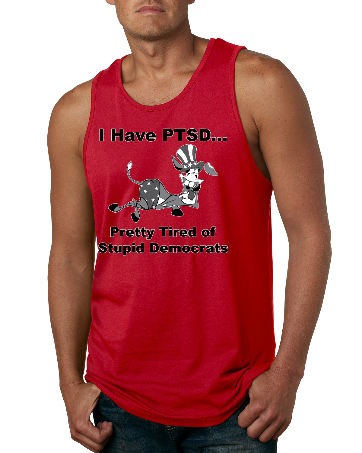 I Have PTSD Democratic Donkey Political Men Tank Top - Picture 7 of 9