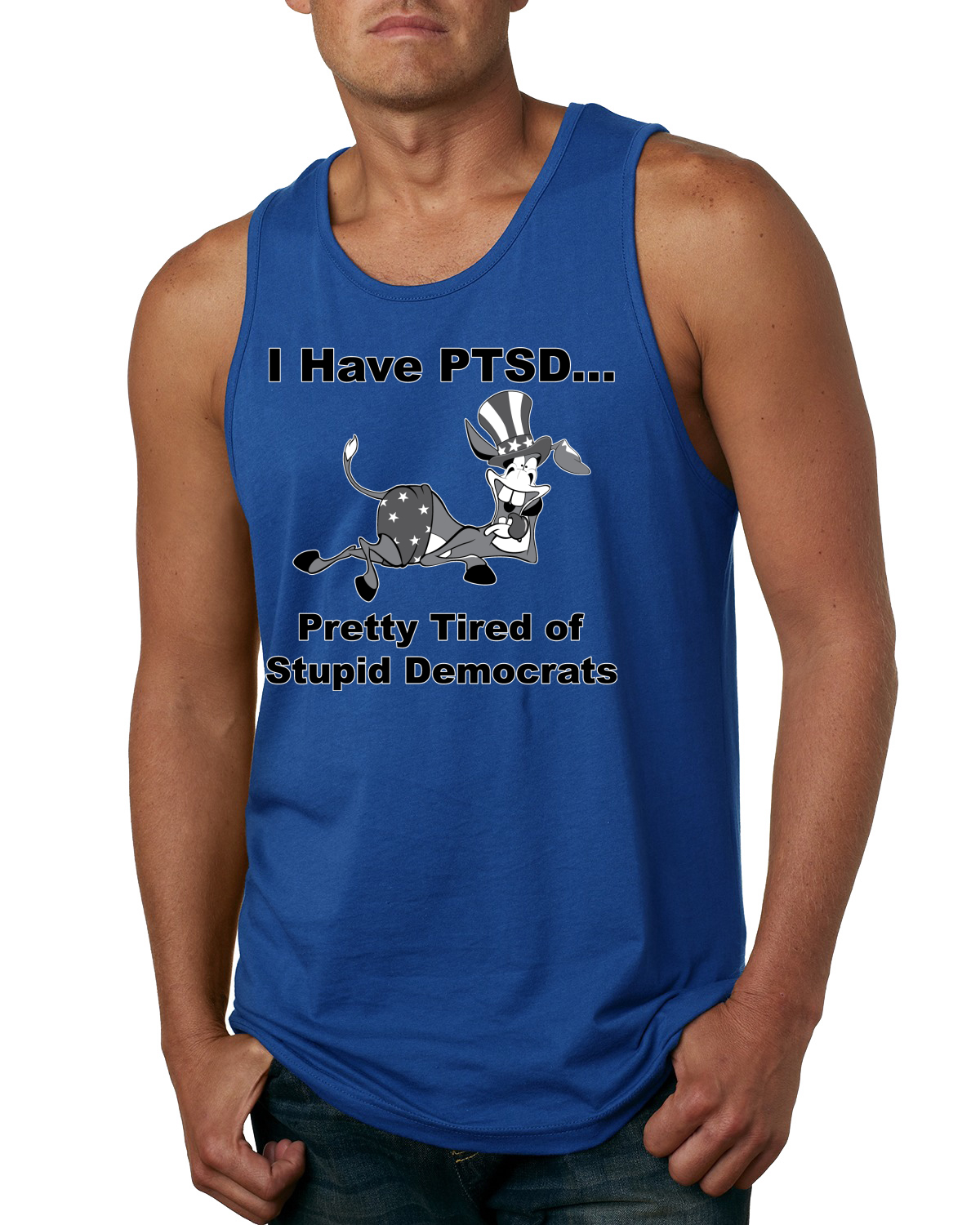 I Have PTSD Democratic Donkey Political Men Tank Top - Picture 8 of 9