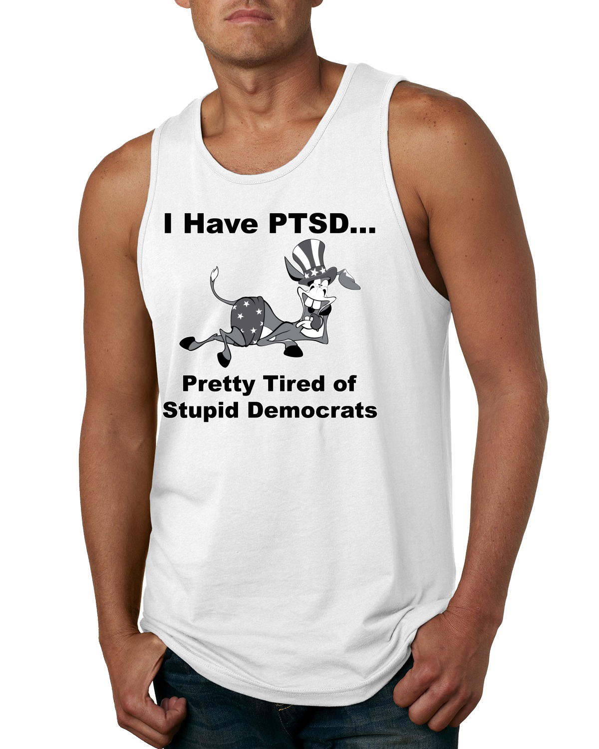 I Have PTSD Democratic Donkey Political Men Tank Top - Picture 9 of 9