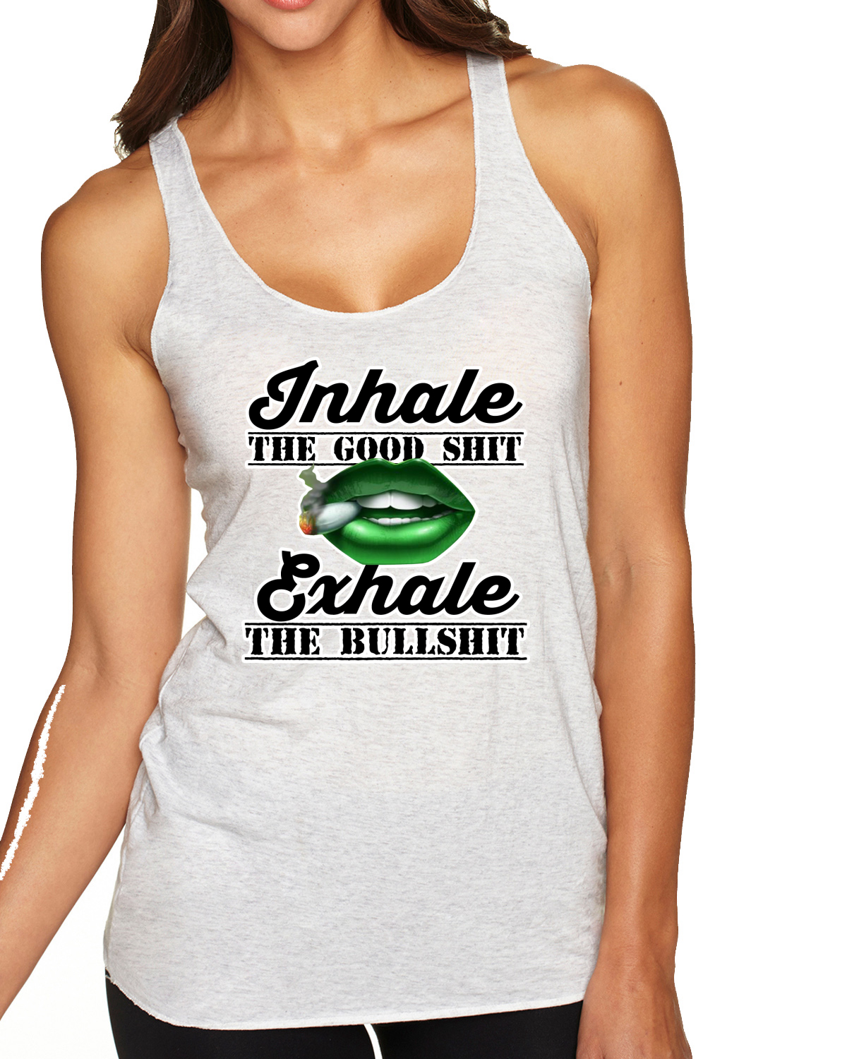 Top sin mangas Inhale The Good Sh*t Exhale The B*llsh*t TriBlend Racerback - Imagen 4 de 6
