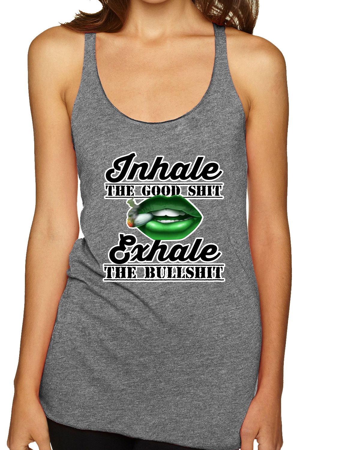 Top sin mangas Inhale The Good Sh*t Exhale The B*llsh*t TriBlend Racerback - Imagen 5 de 6