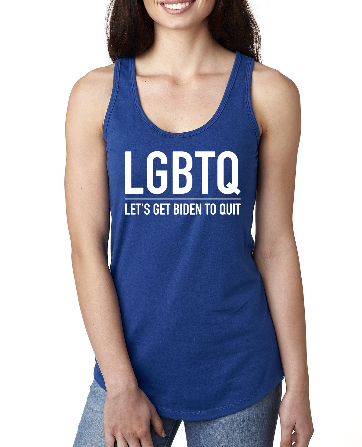LGBTQ Let's Get Biden To Quit Political Ladies Racerback Tank Top - Picture 7 of 7