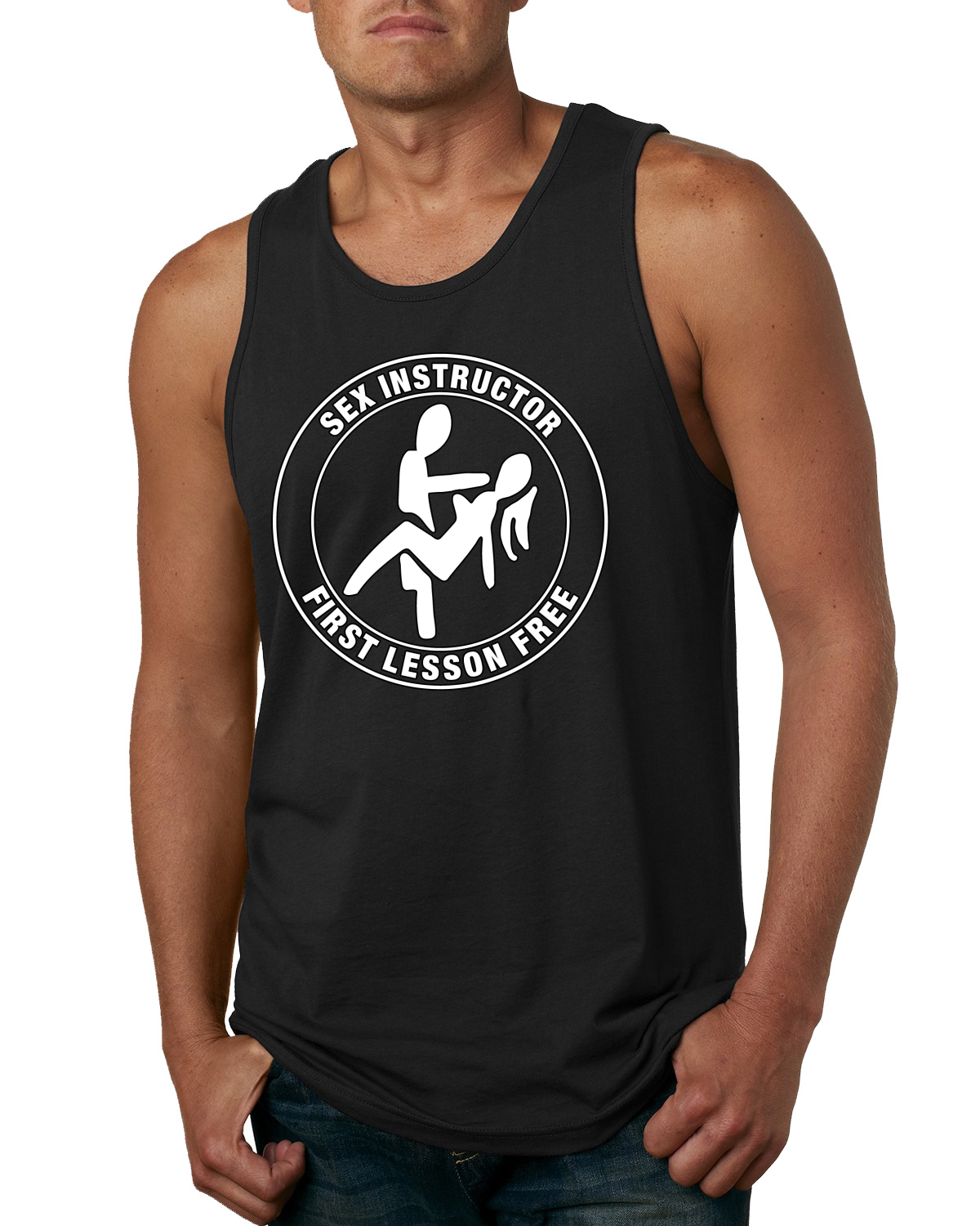 Sex Instructor First Lesson Free Humor Men Tank Top