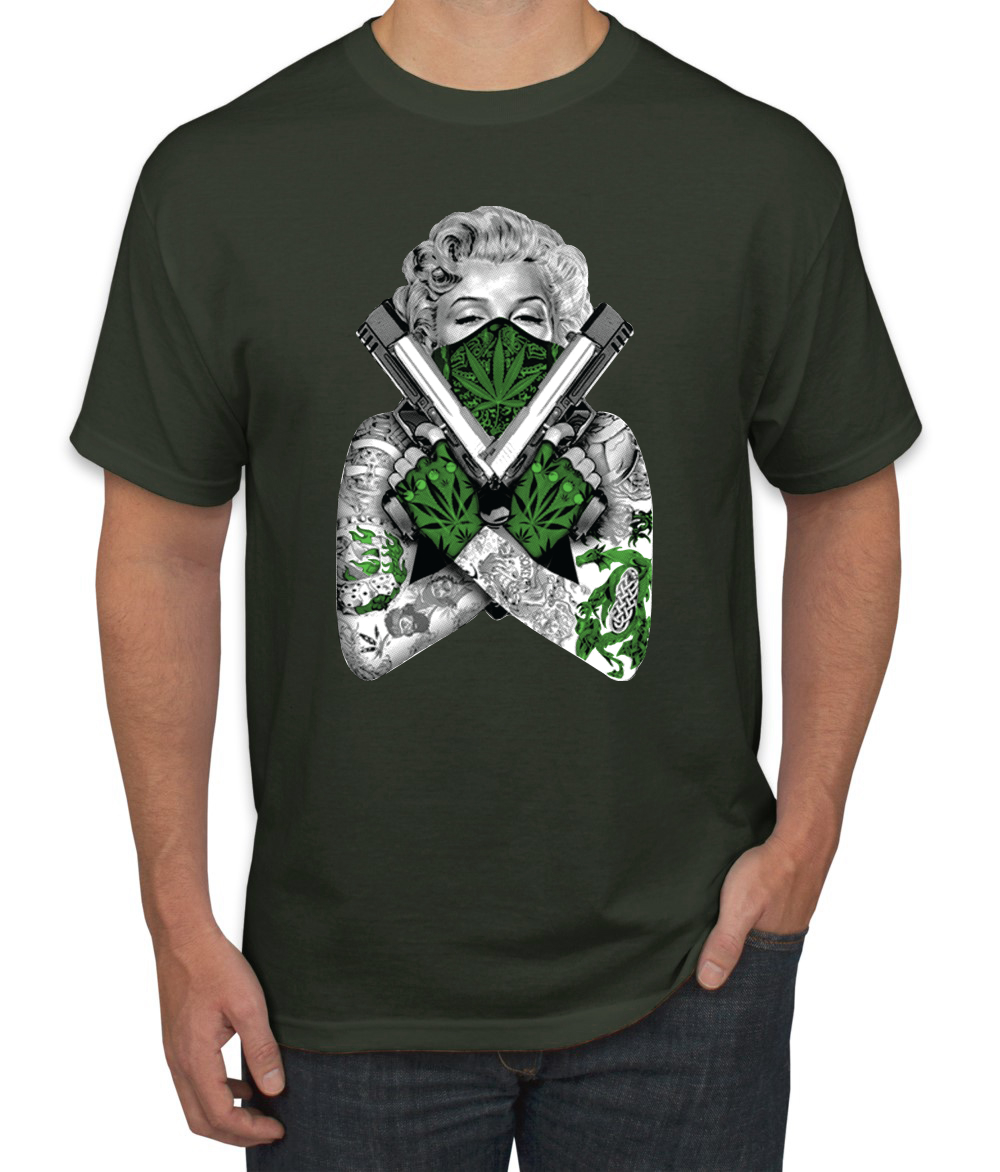 Camiseta Marilyn Monroe Hierba Marihuana Dos Armas Gráfico Camiseta - Imagen 21 de 25