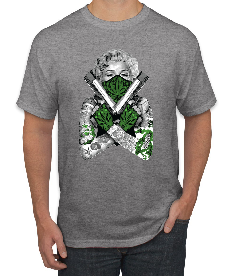 Camiseta Marilyn Monroe Hierba Marihuana Dos Armas Gráfico Camiseta - Imagen 8 de 25