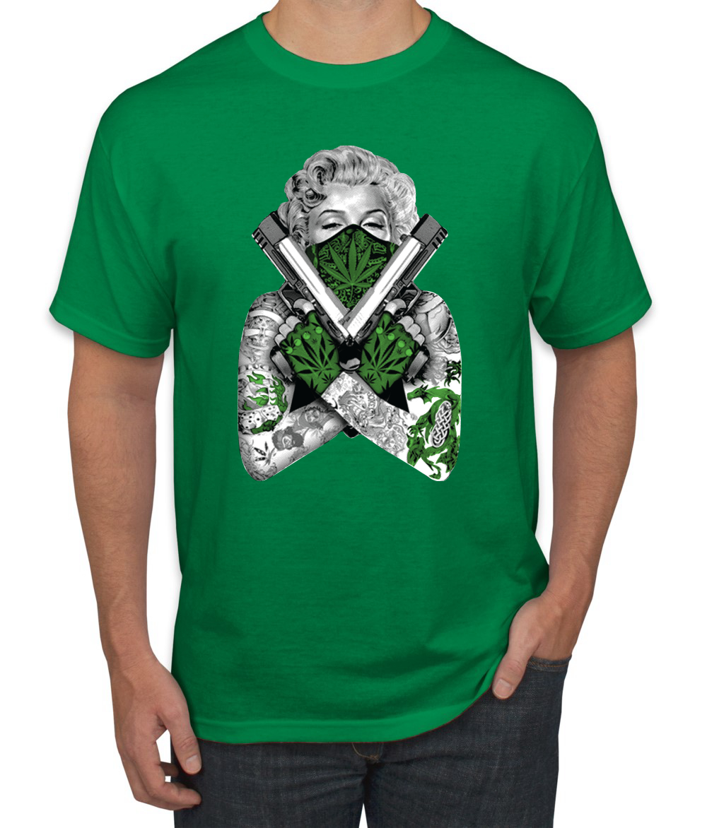 Camiseta Marilyn Monroe Hierba Marihuana Dos Armas Gráfico Camiseta - Imagen 9 de 25