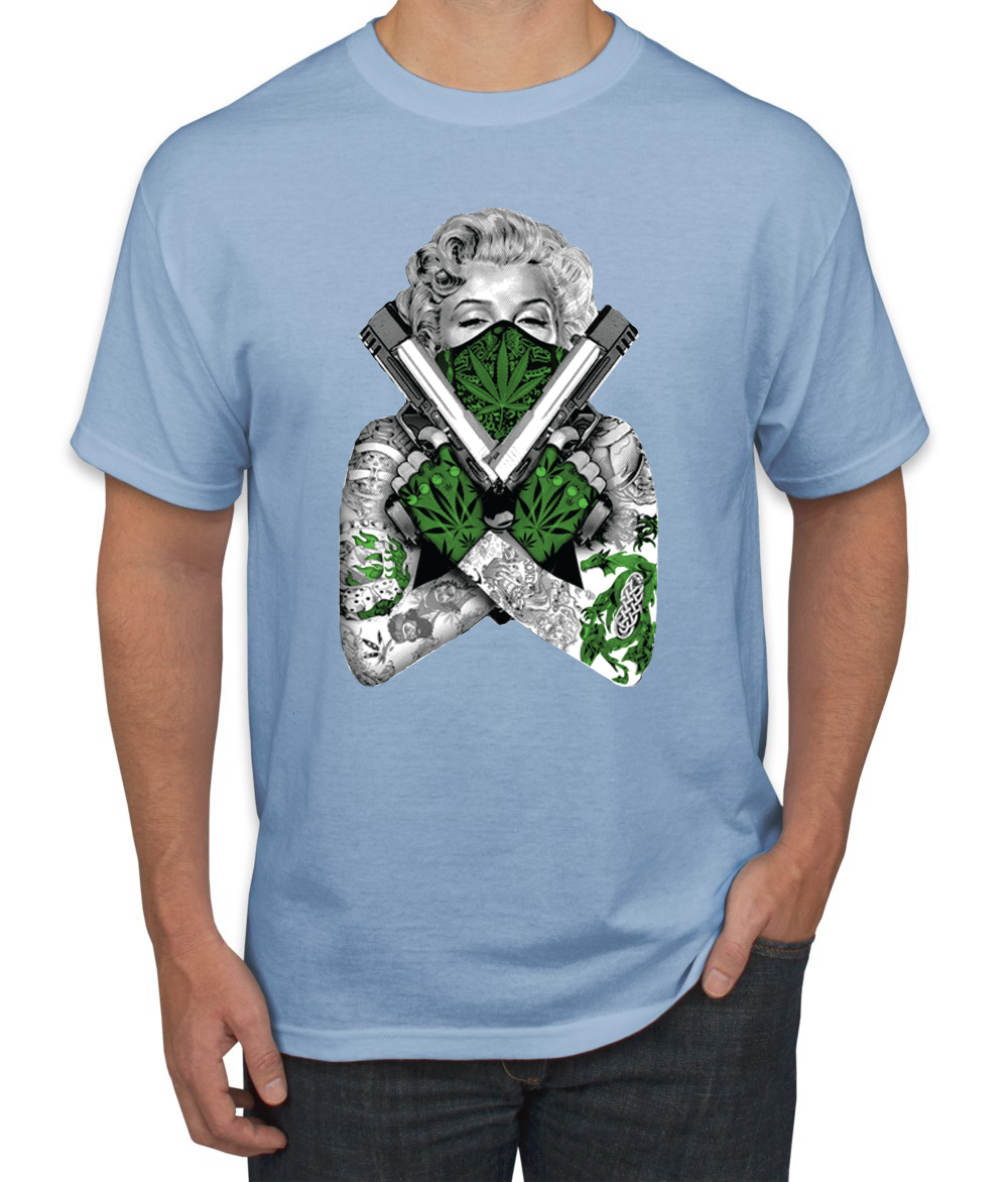 Camiseta Marilyn Monroe Hierba Marihuana Dos Armas Gráfico Camiseta - Imagen 10 de 25