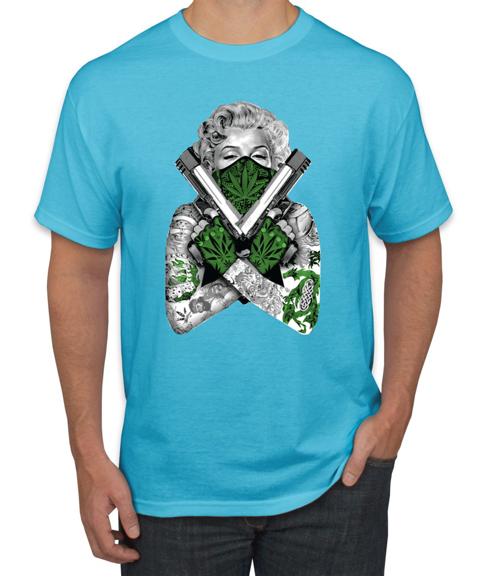 Camiseta Marilyn Monroe Hierba Marihuana Dos Armas Gráfico Camiseta - Imagen 12 de 25