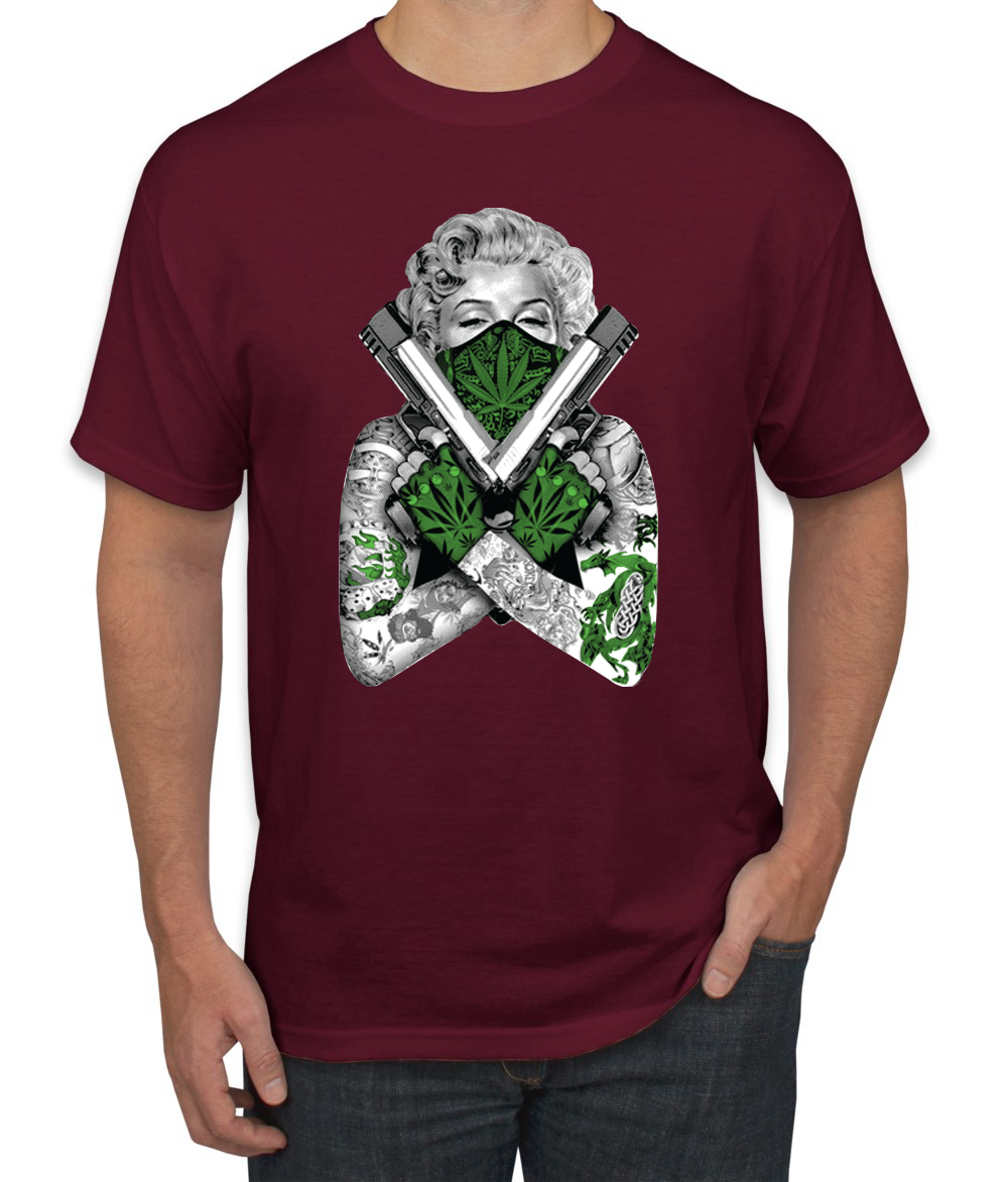 Camiseta Marilyn Monroe Hierba Marihuana Dos Armas Gráfico Camiseta - Imagen 13 de 25