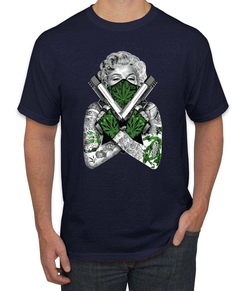 Camiseta Marilyn Monroe Hierba Marihuana Dos Armas Gráfico Camiseta - Imagen 16 de 25