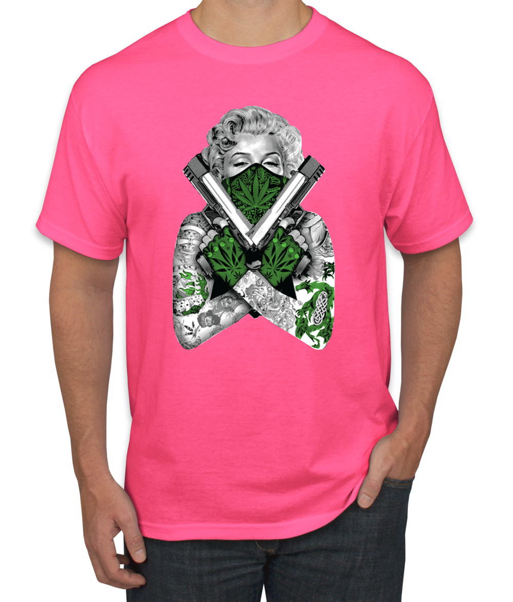 Camiseta Marilyn Monroe Hierba Marihuana Dos Armas Gráfico Camiseta - Imagen 15 de 25