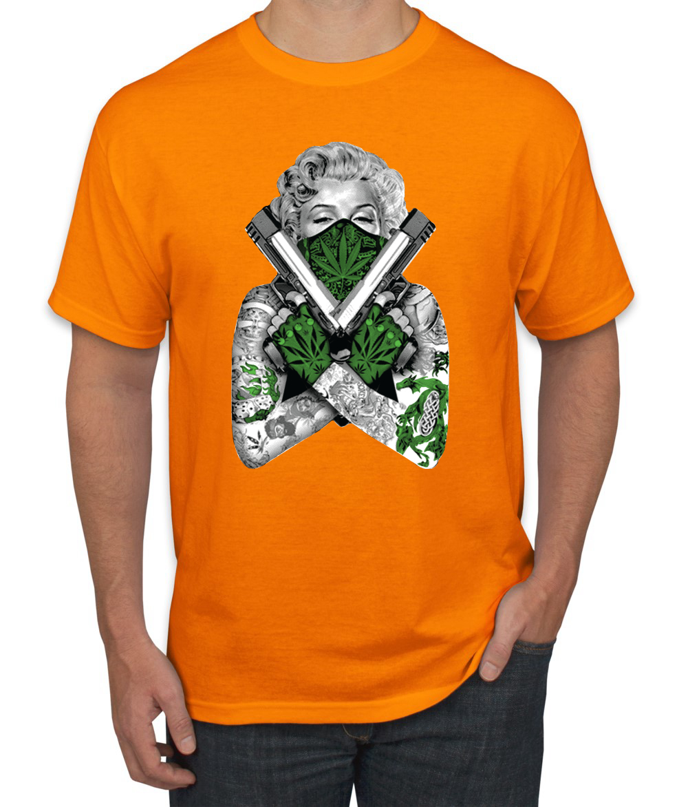Camiseta Marilyn Monroe Hierba Marihuana Dos Armas Gráfico Camiseta - Imagen 17 de 25