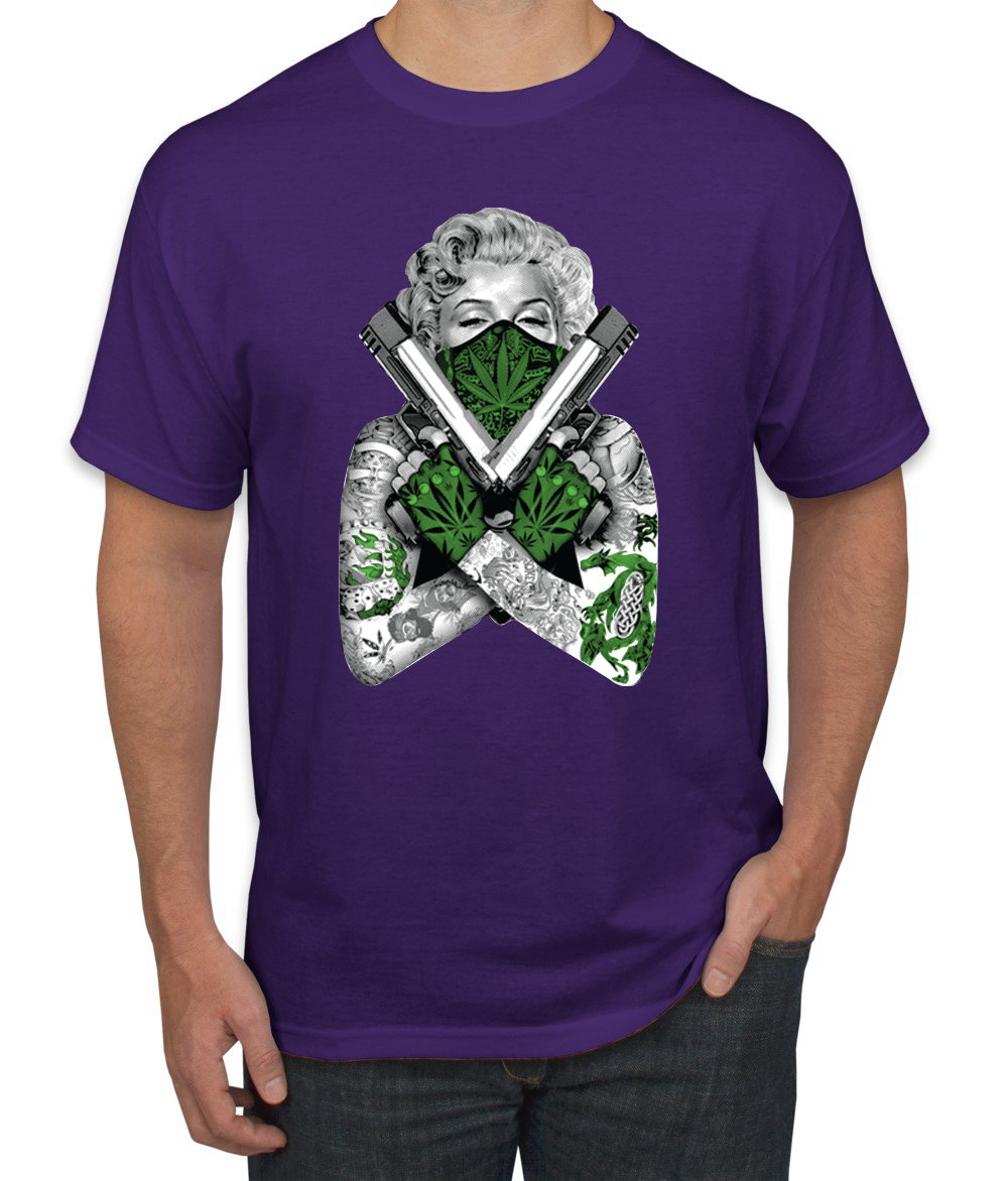 Camiseta Marilyn Monroe Hierba Marihuana Dos Armas Gráfico Camiseta - Imagen 18 de 25