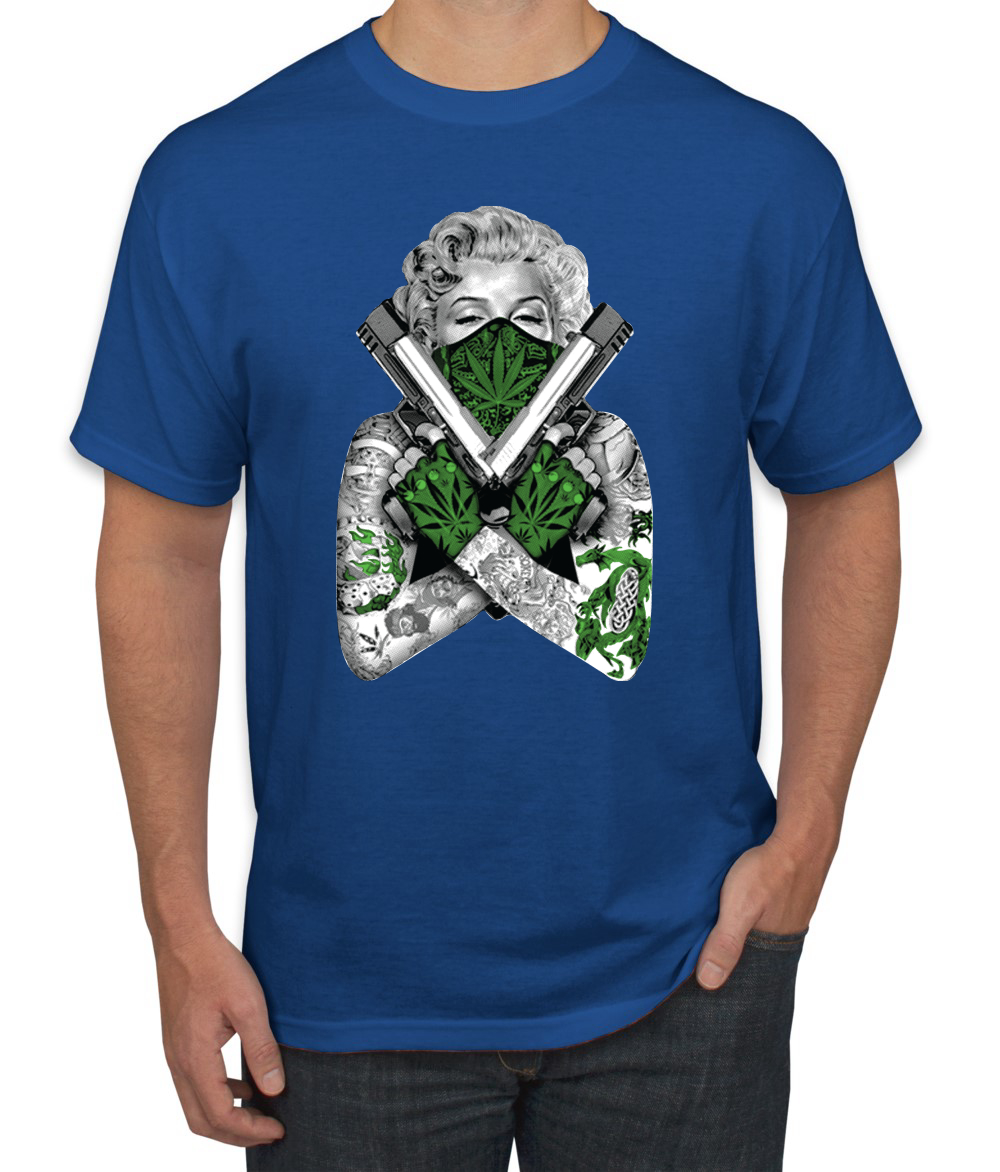 Camiseta Marilyn Monroe Hierba Marihuana Dos Armas Gráfico Camiseta - Imagen 20 de 25