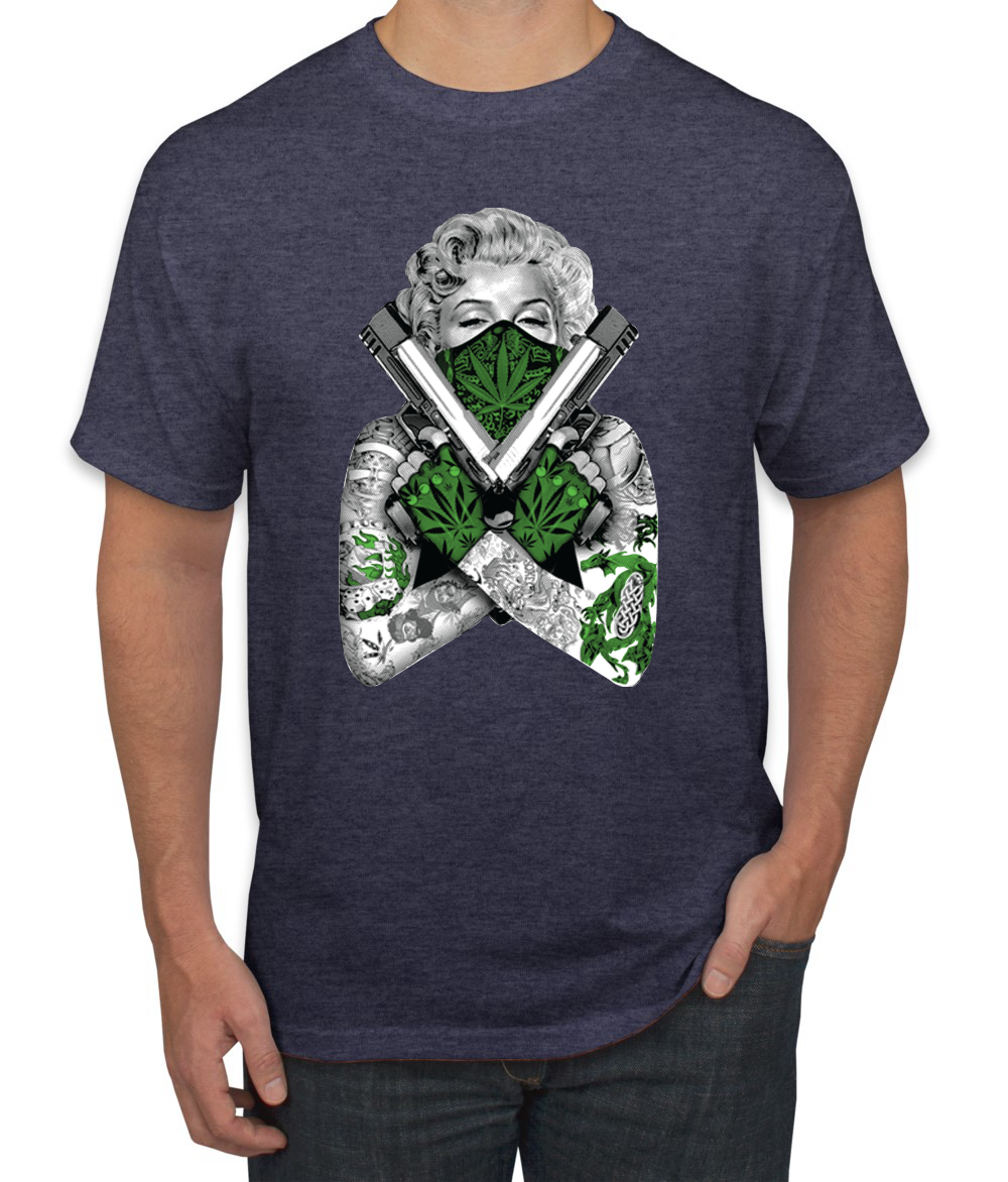 Camiseta Marilyn Monroe Hierba Marihuana Dos Armas Gráfico Camiseta - Imagen 23 de 25