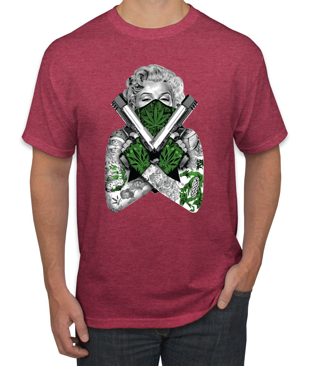 Camiseta Marilyn Monroe Hierba Marihuana Dos Armas Gráfico Camiseta - Imagen 24 de 25